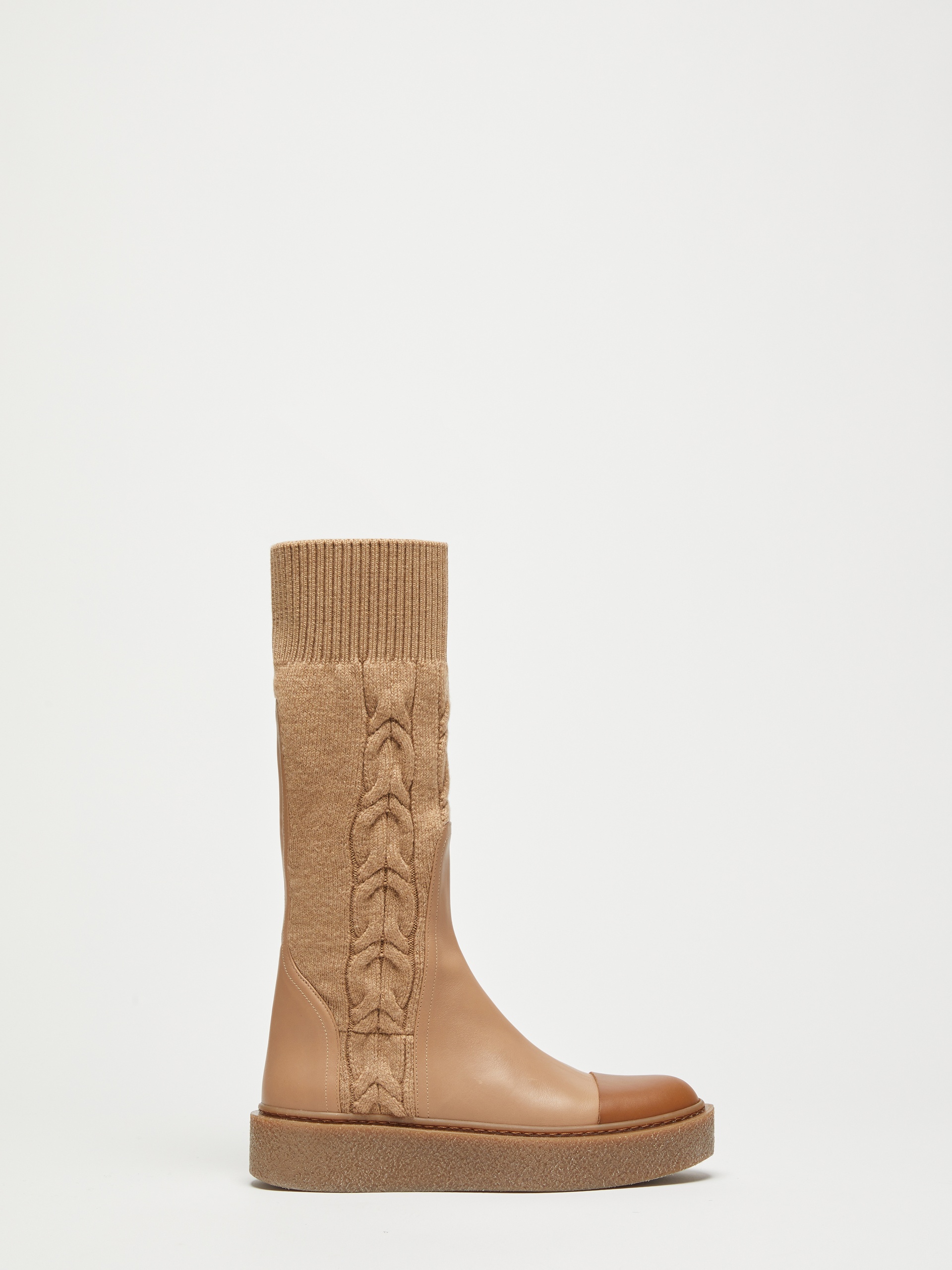 BRAIDY Knit and leather boots - 1