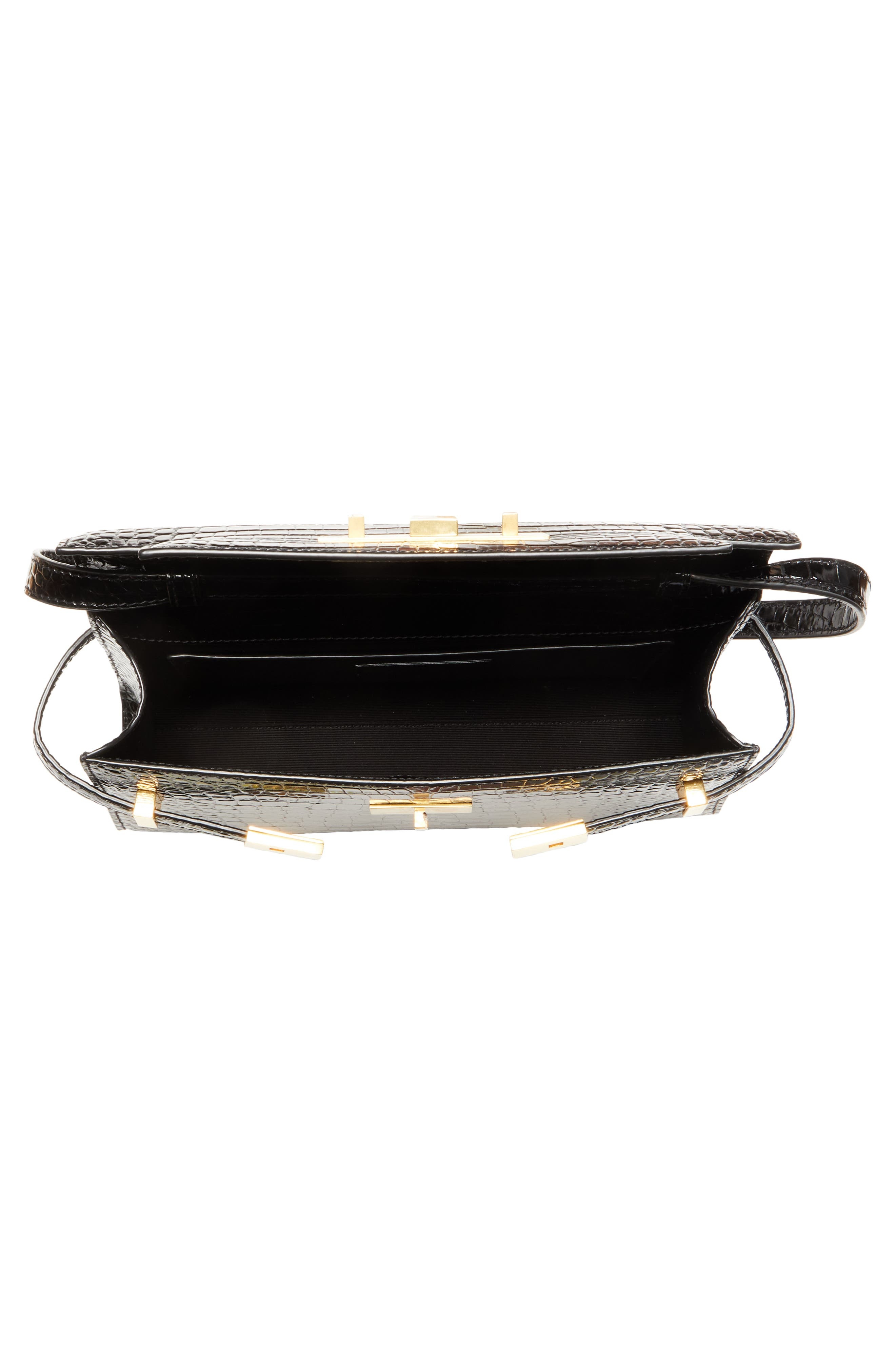 Saint Laurent Small Manhattan Croc Embossed Shoulder Bag in Noir at Nordstrom - 5