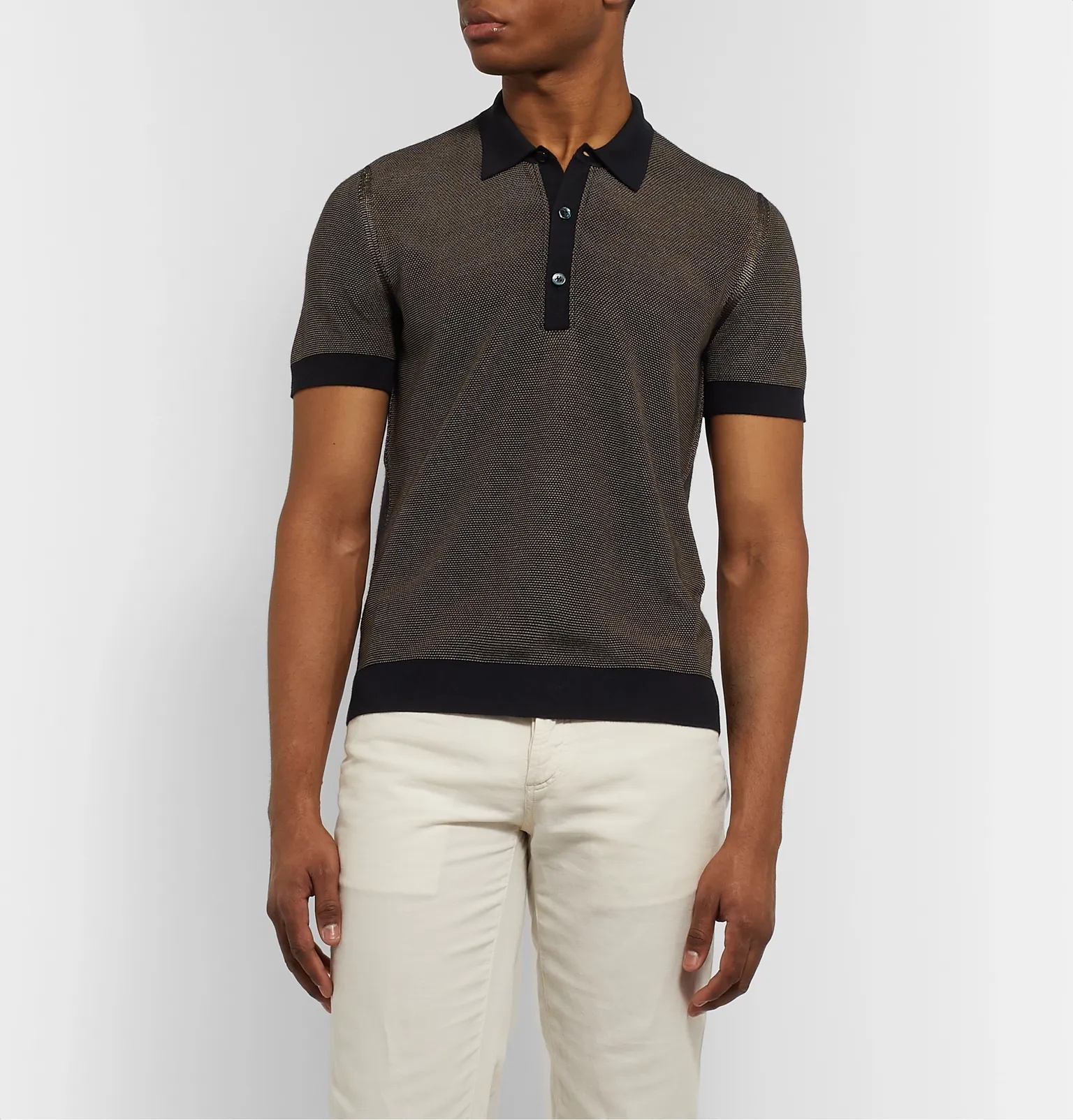 Textured Silk and Cashmere-Blend Polo Shirt - 4