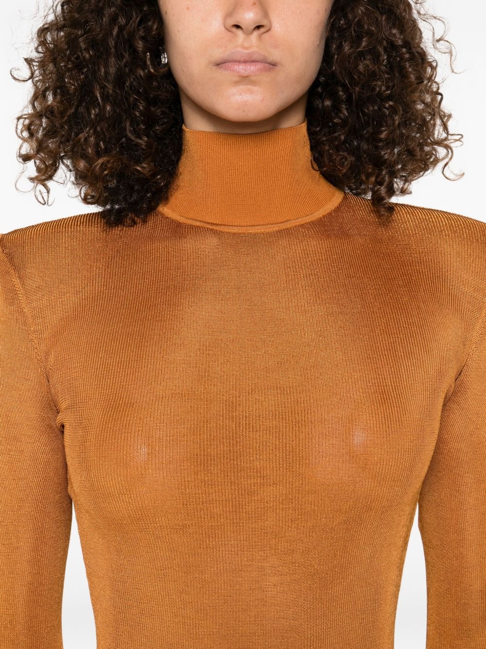 high-neck long-sleeve dress - 5