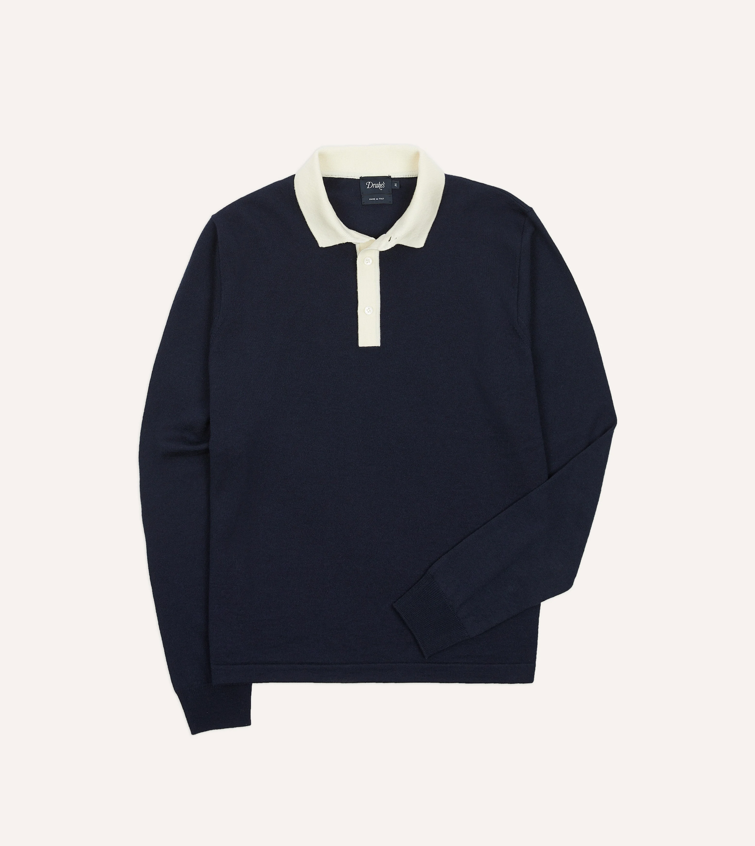 Navy Merino Wool Knitted Rugby Shirt - 1