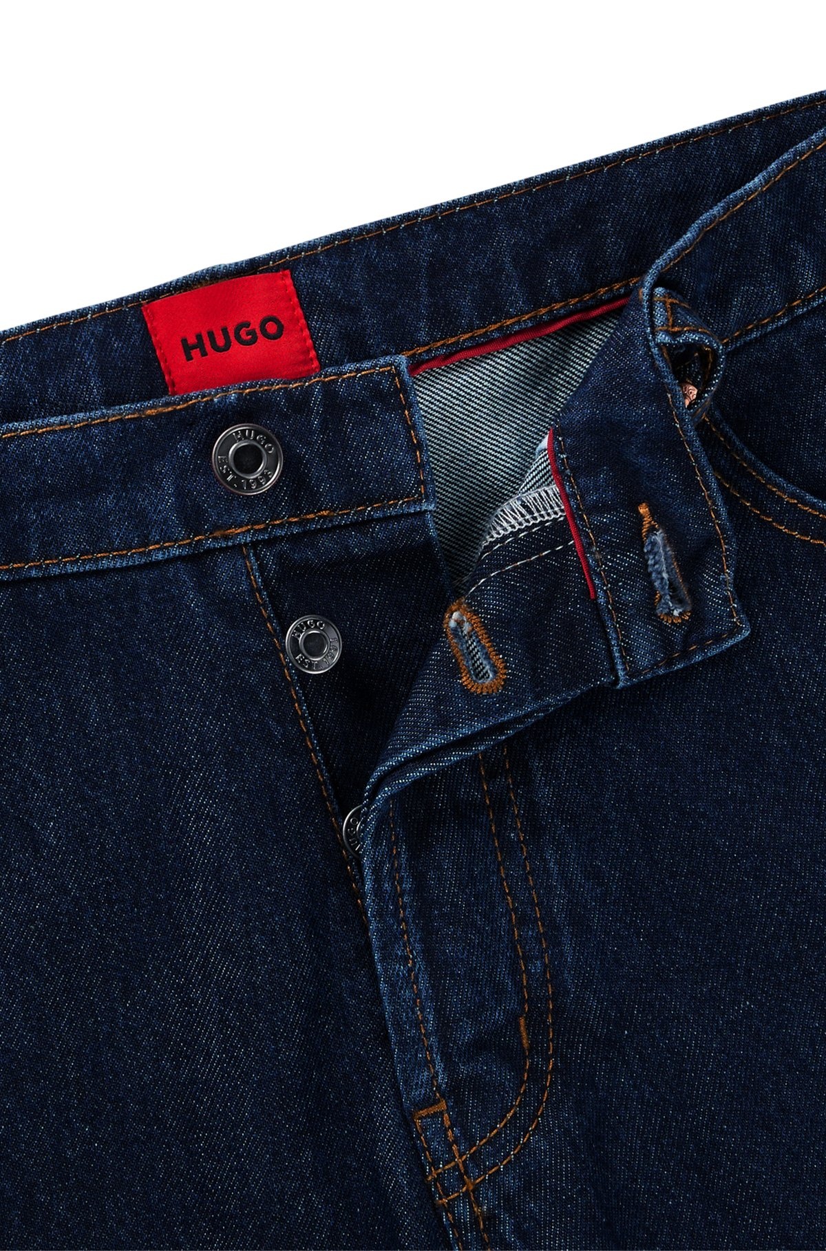 TAPERED-FIT JEANS IN DARK-BLUE DENIM - 6