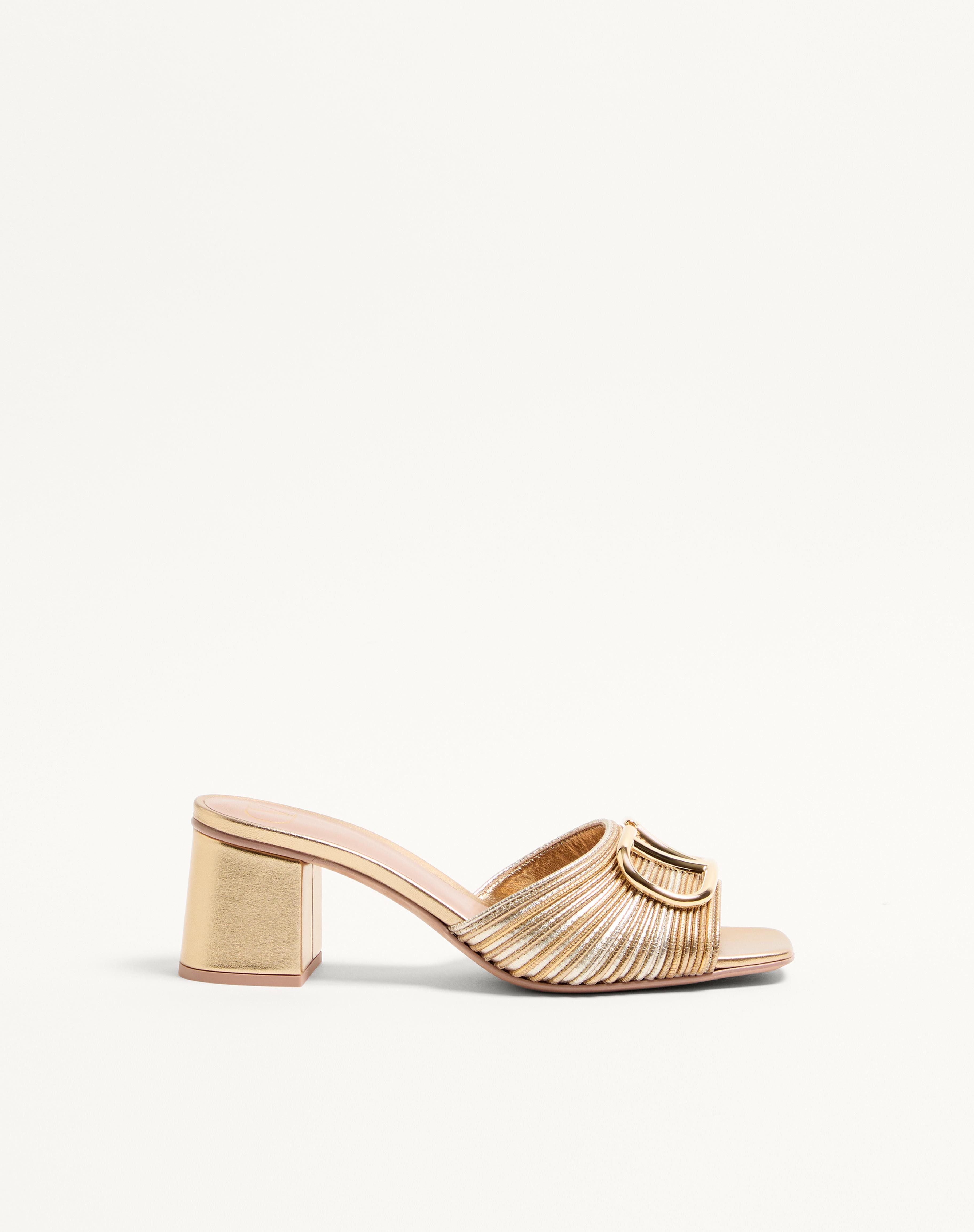 METALLIC VLOGO SIGNATURE SLIDE SANDAL WITH CORNELY EMBROIDERY 60MM - 1