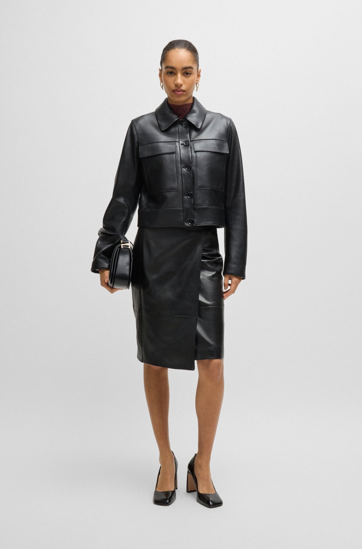 LEATHER SKIRT WITH STRAP DETAIL - 3