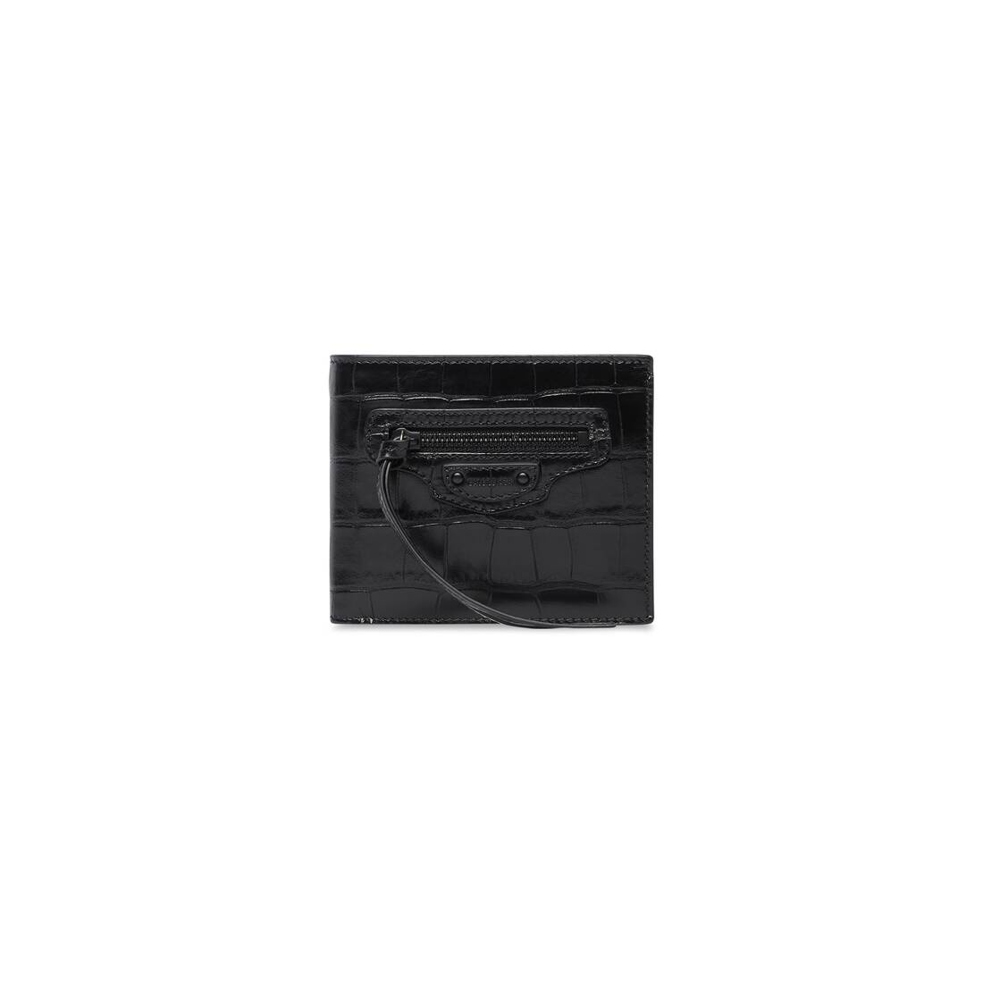 Men's Neo Classic Square Fold Coin Wallet in Black - 1