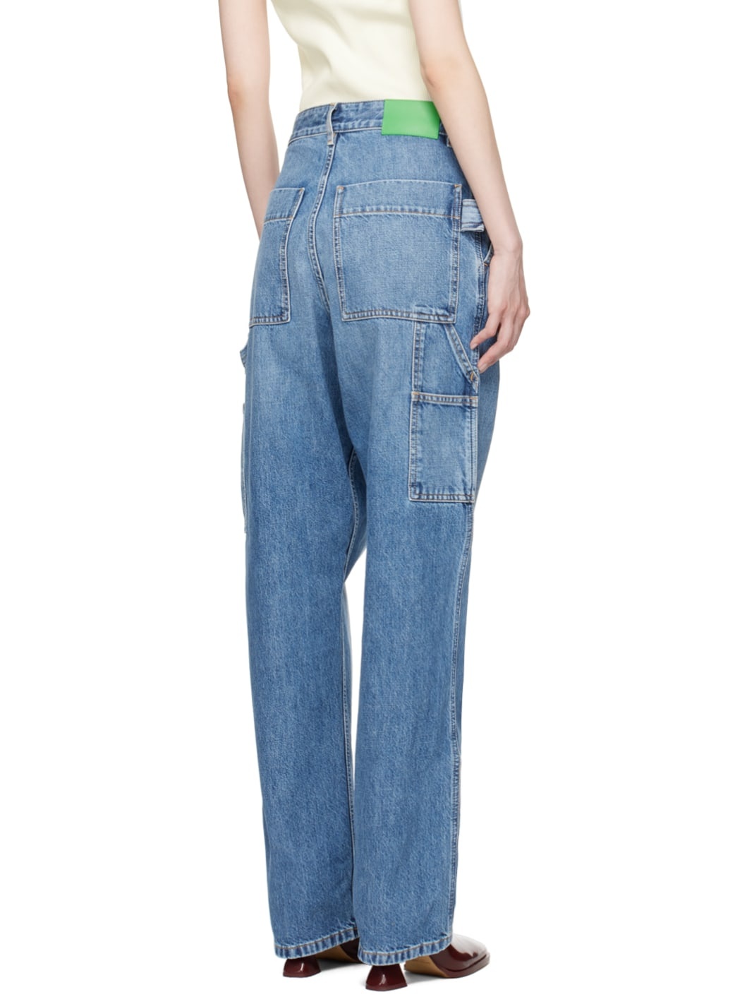 Blue Vintage Indigo Cargo Denim Jeans - 3