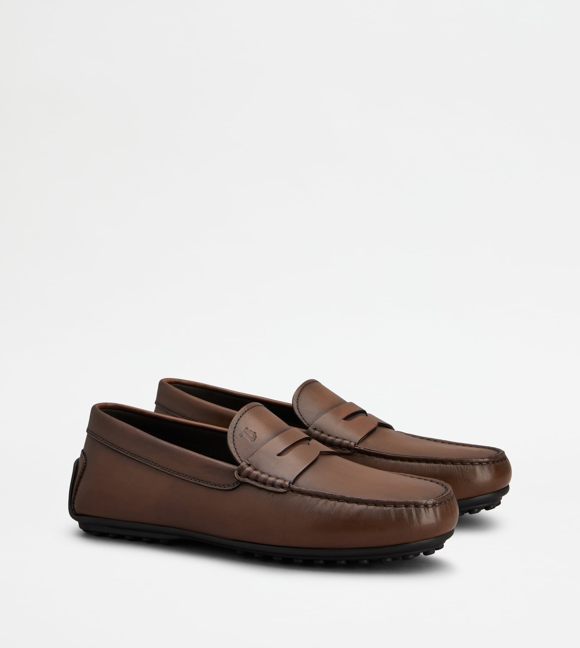 CITY GOMMINO DRIVING SHOES IN LEATHER - BROWN - 2