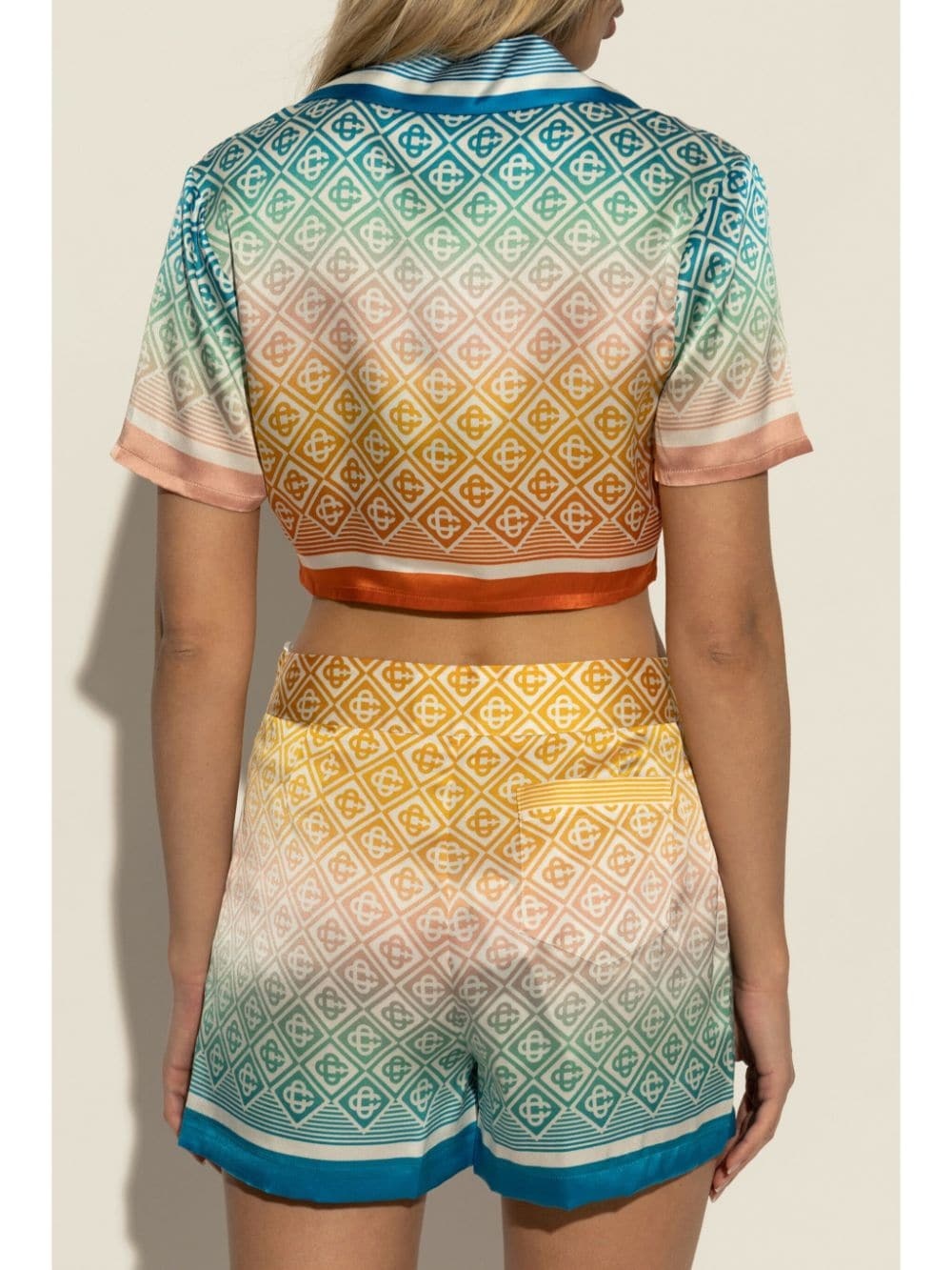 Gradient Monogram silk cropped top - 4