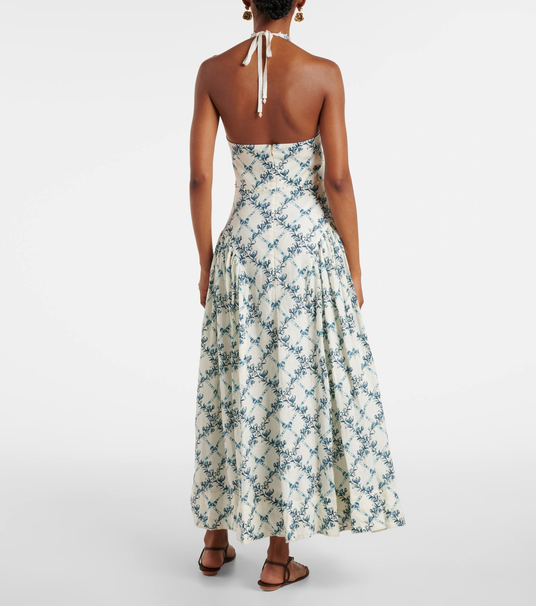 Balsa open-back linen midi dress - 3