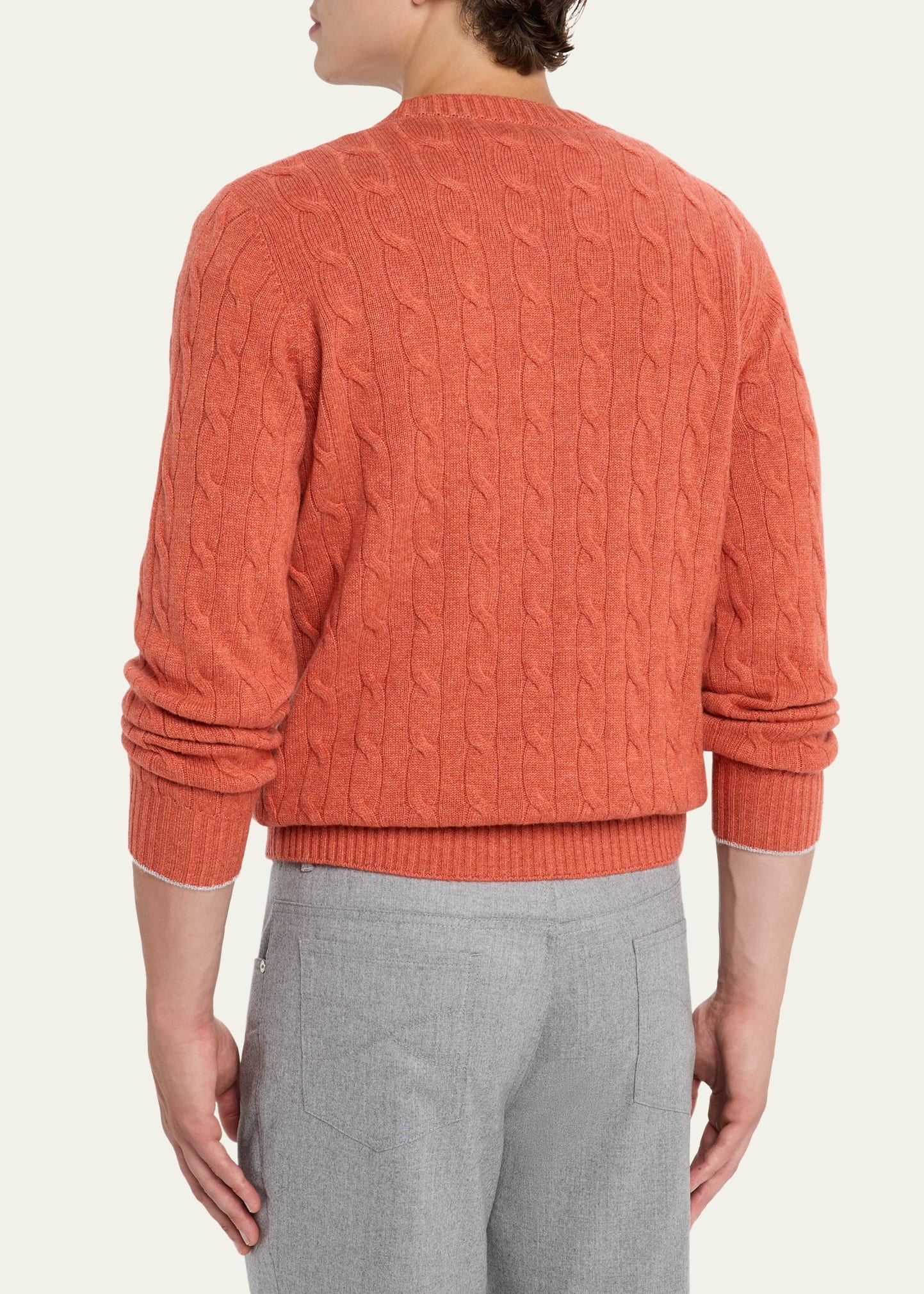 Men's Cashmere Cable Knit Crewneck Sweater - 3