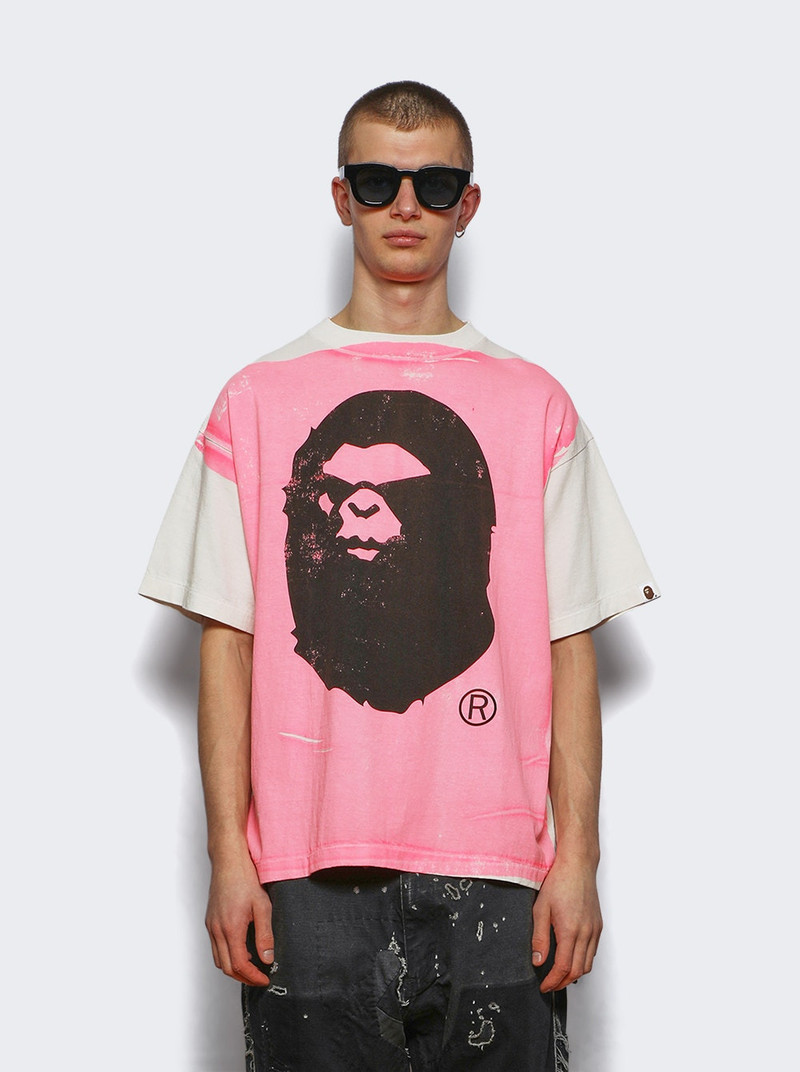 SAINT M×××××× X Bape Handprint Tee White And Pink outlook