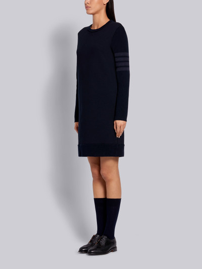 Thom Browne Navy Classic Loopback Tonal 4-Bar Crewneck Sweater Dress outlook