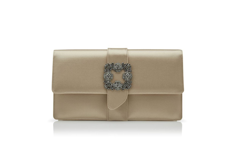 Blush Satin Jewel Buckle Clutch 1