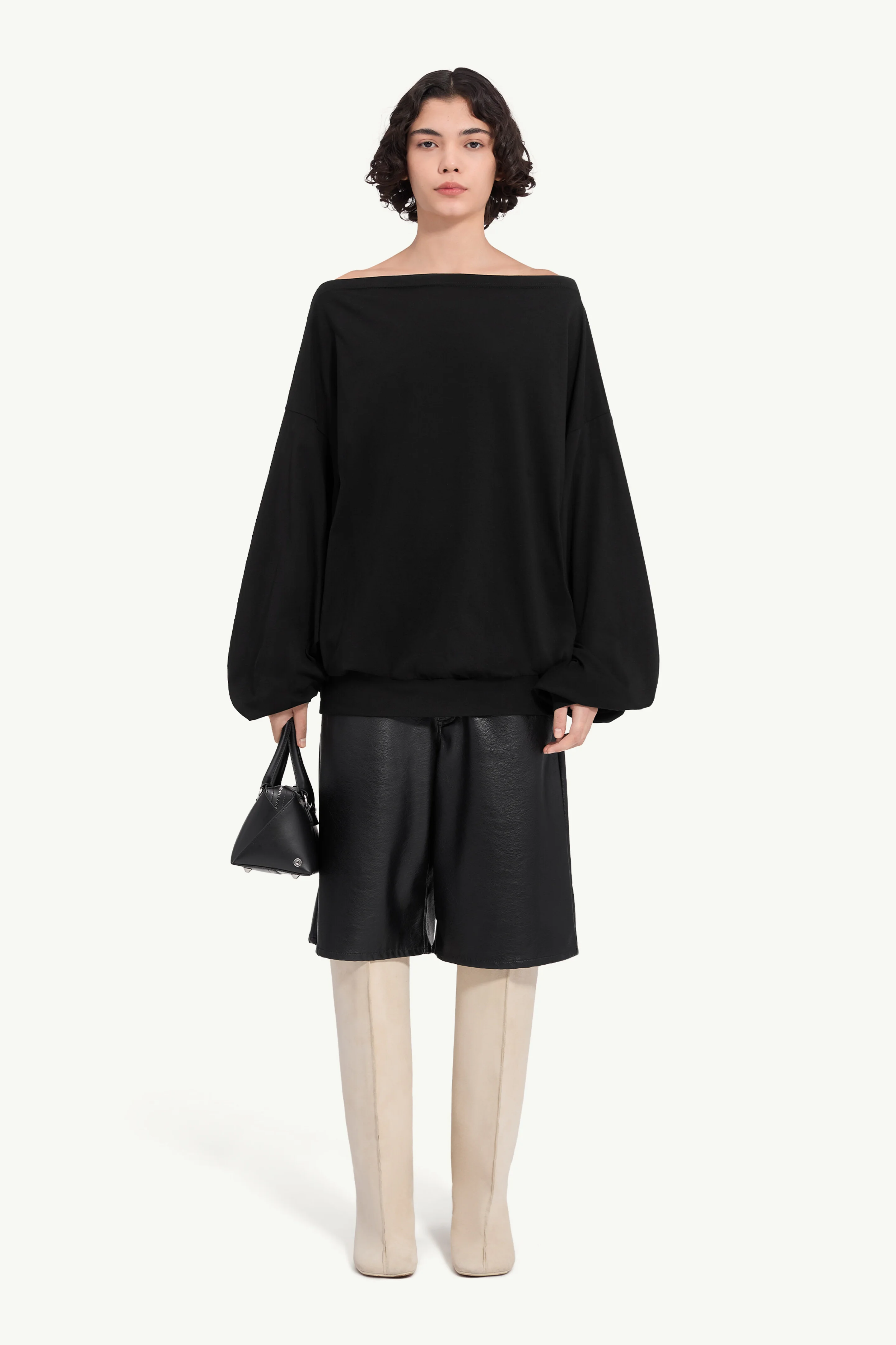Flag label cotton jersey asymmetric top - 1