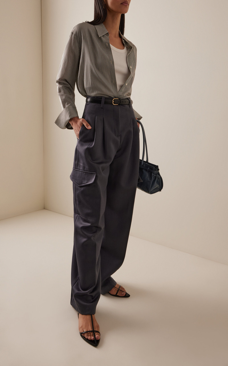 RÙADH Russel Wool-Twill Wide-Leg Cargo Pants grey outlook