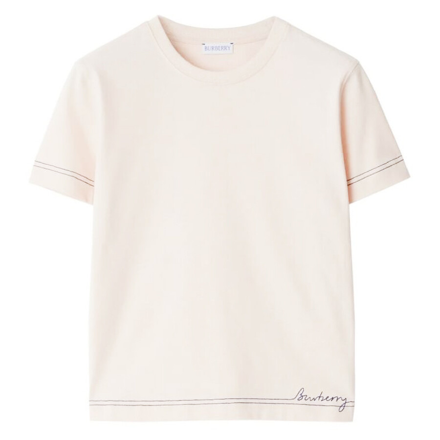 Burberry Logo Embroidered Cotton T-Shirt - 5