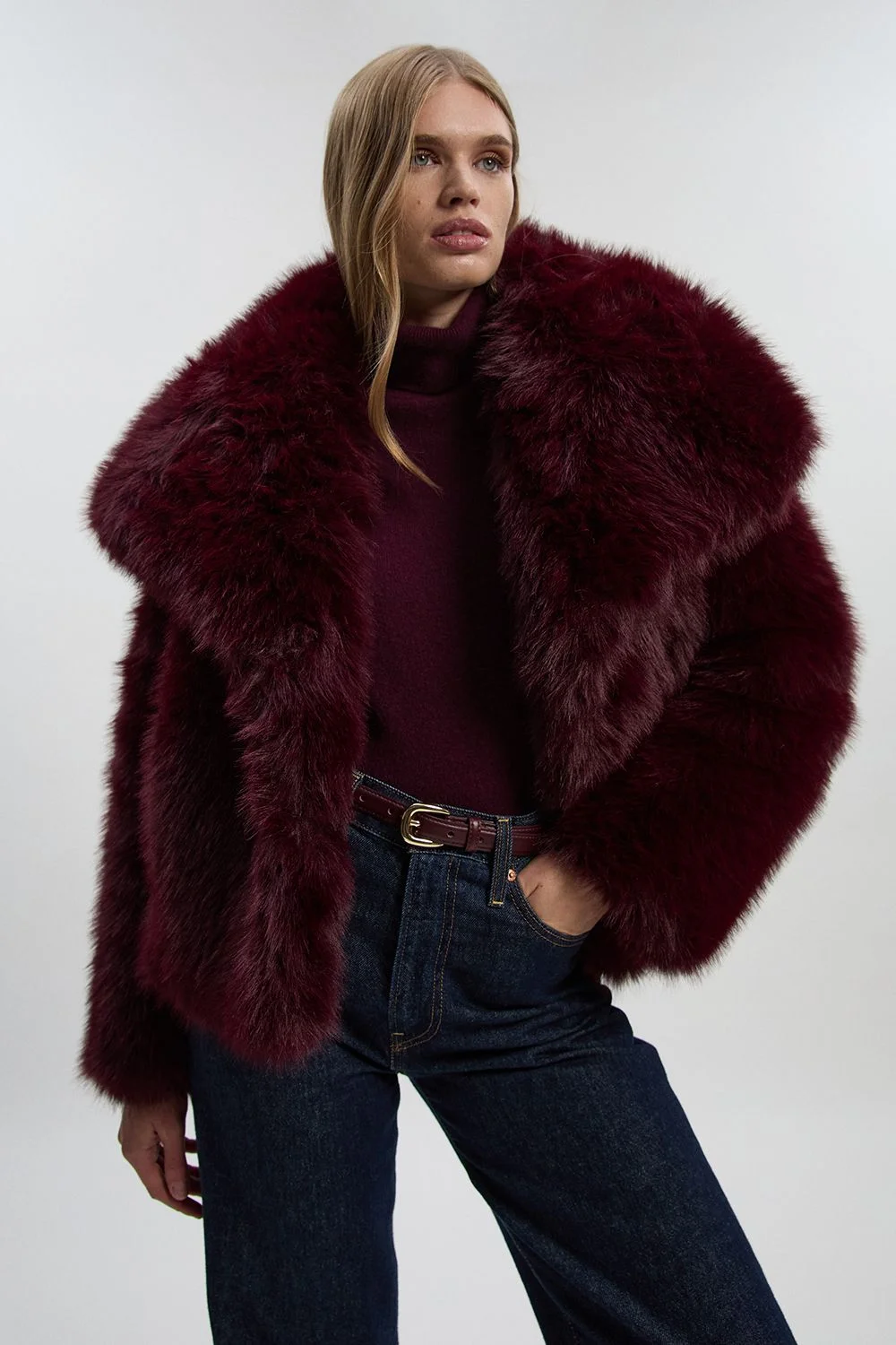 Textured Faux Fur Short Coat - 1