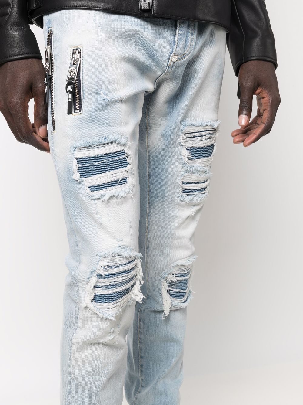 distressed logo-plaque skinny jeans - 5