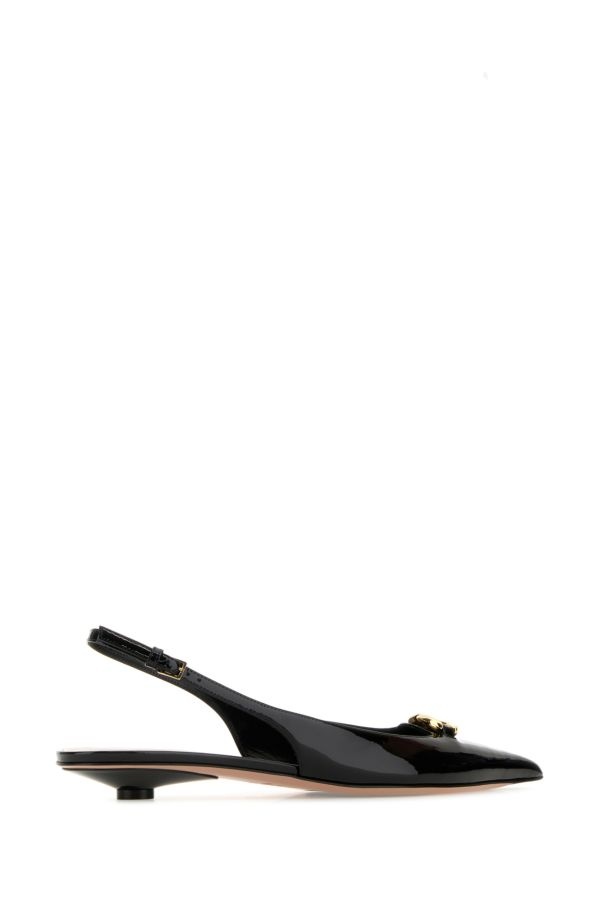 Black leather VLogo ballerinas - 3