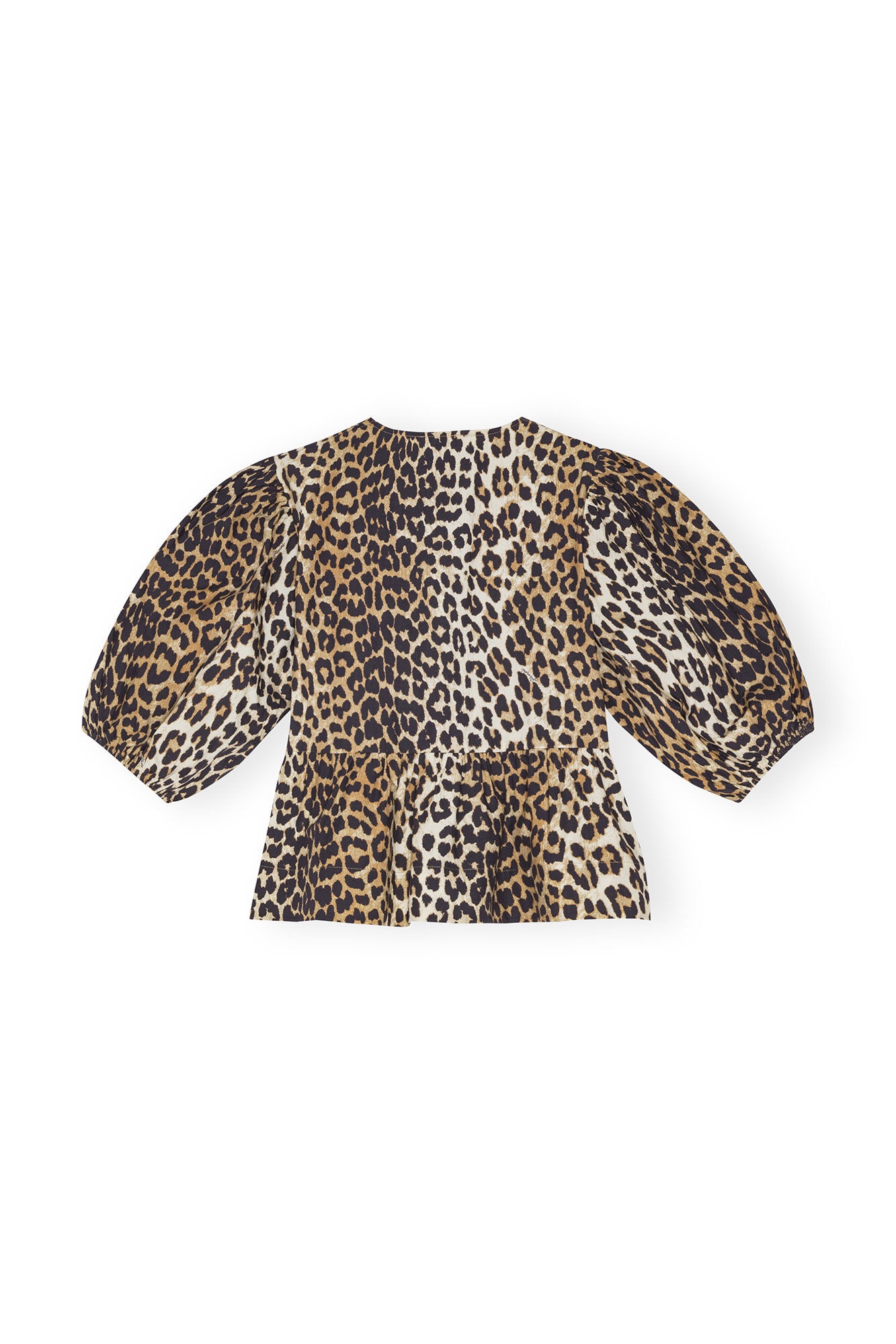 LEOPARD COTTON POPLIN PEPLUM TIE BLOUSE - 2