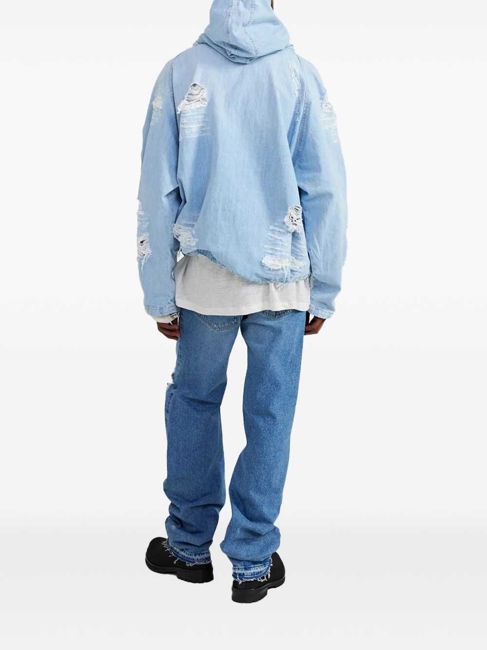 distressed denim hooded "Blue" jacket - 2