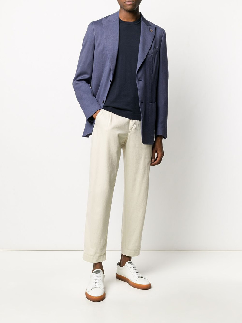 LARDINI fine knit buttoned blazer outlook