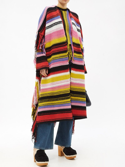 Chloé Striped recycled-cashmere blend poncho outlook