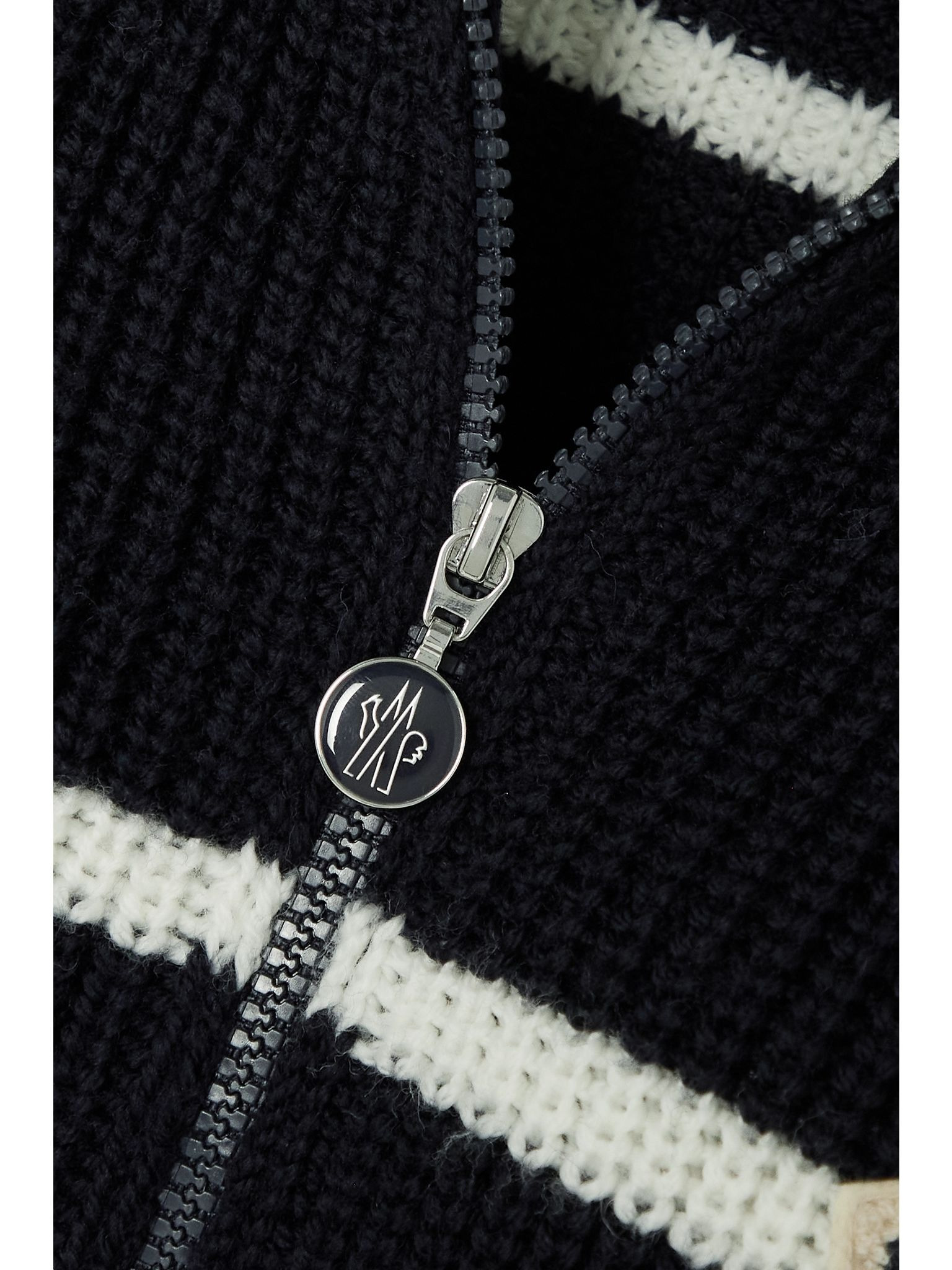 Appliquéd striped wool sweater Black - 4
