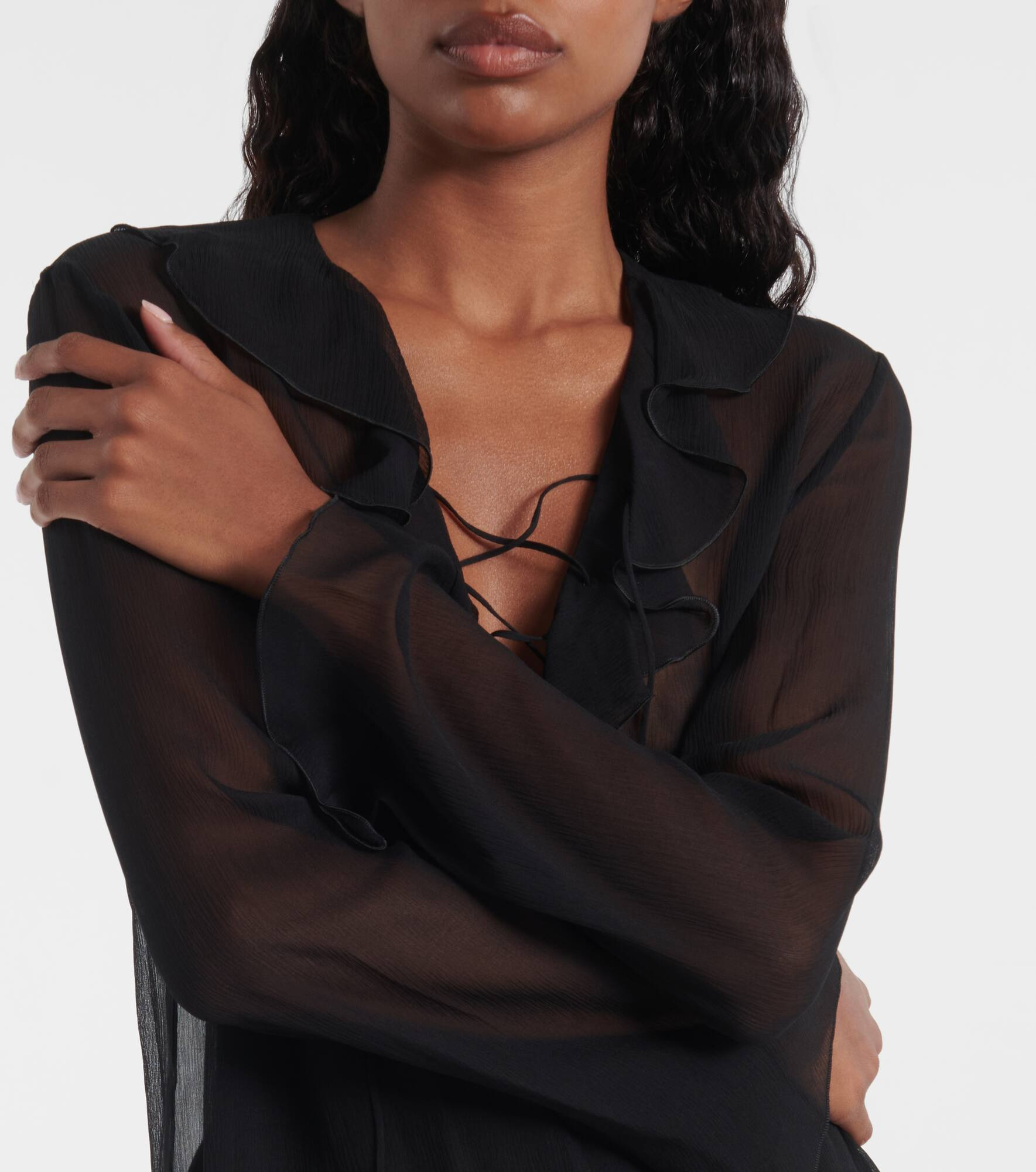 Gisella ruffled silk chiffon blouse - 4