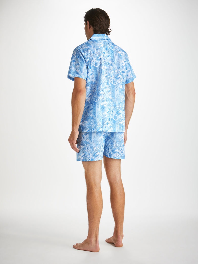 Men's Short Pyjamas Ledbury 70 Cotton Batiste Blue - 4