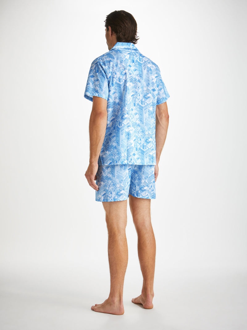 Men's Short Pajamas Ledbury 70 Cotton Batiste Blue - 4