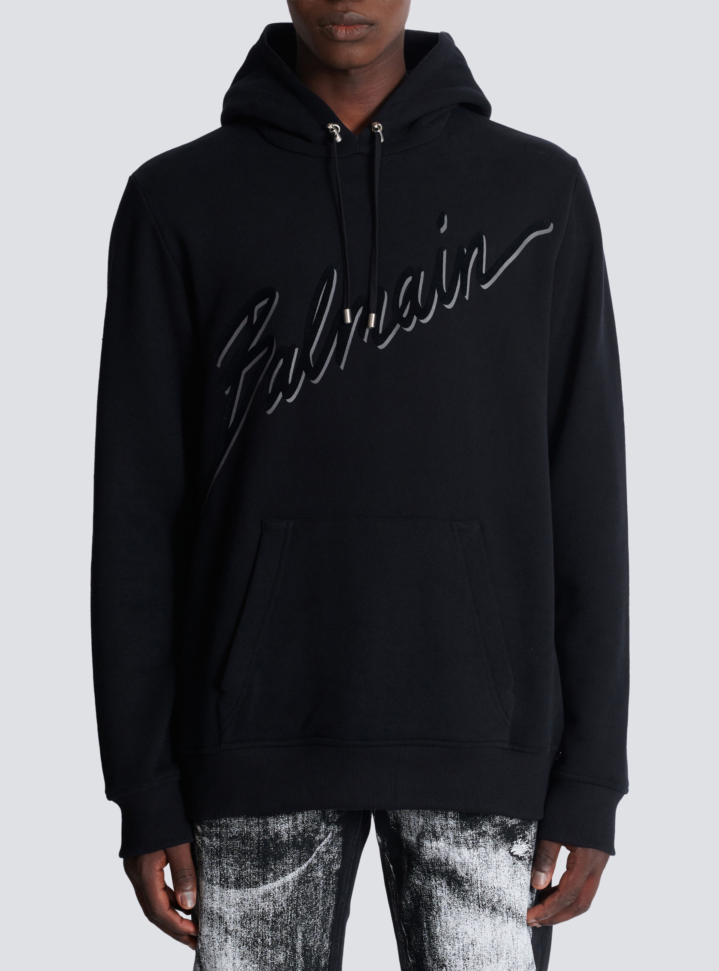 Flocked Balmain Letter hoodie - 5
