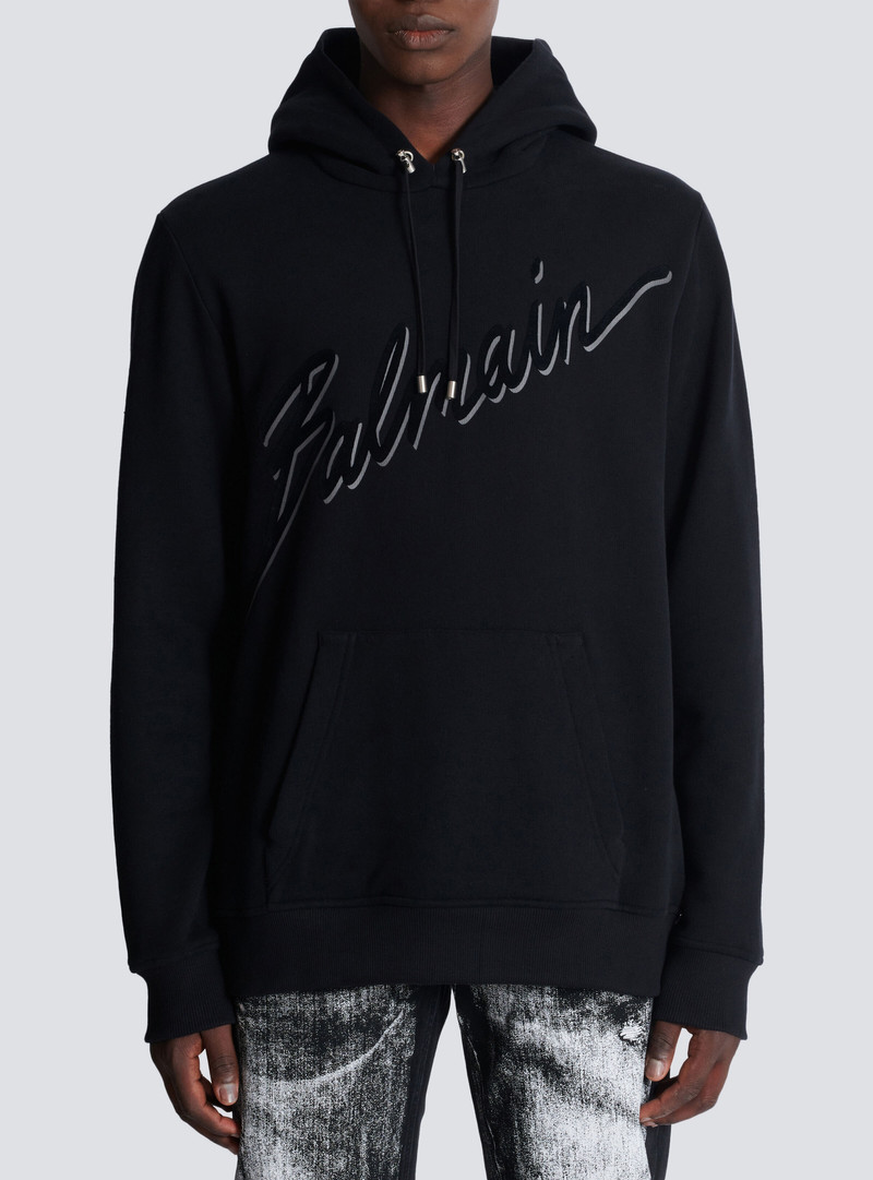 Flocked Balmain Letter hoodie 5