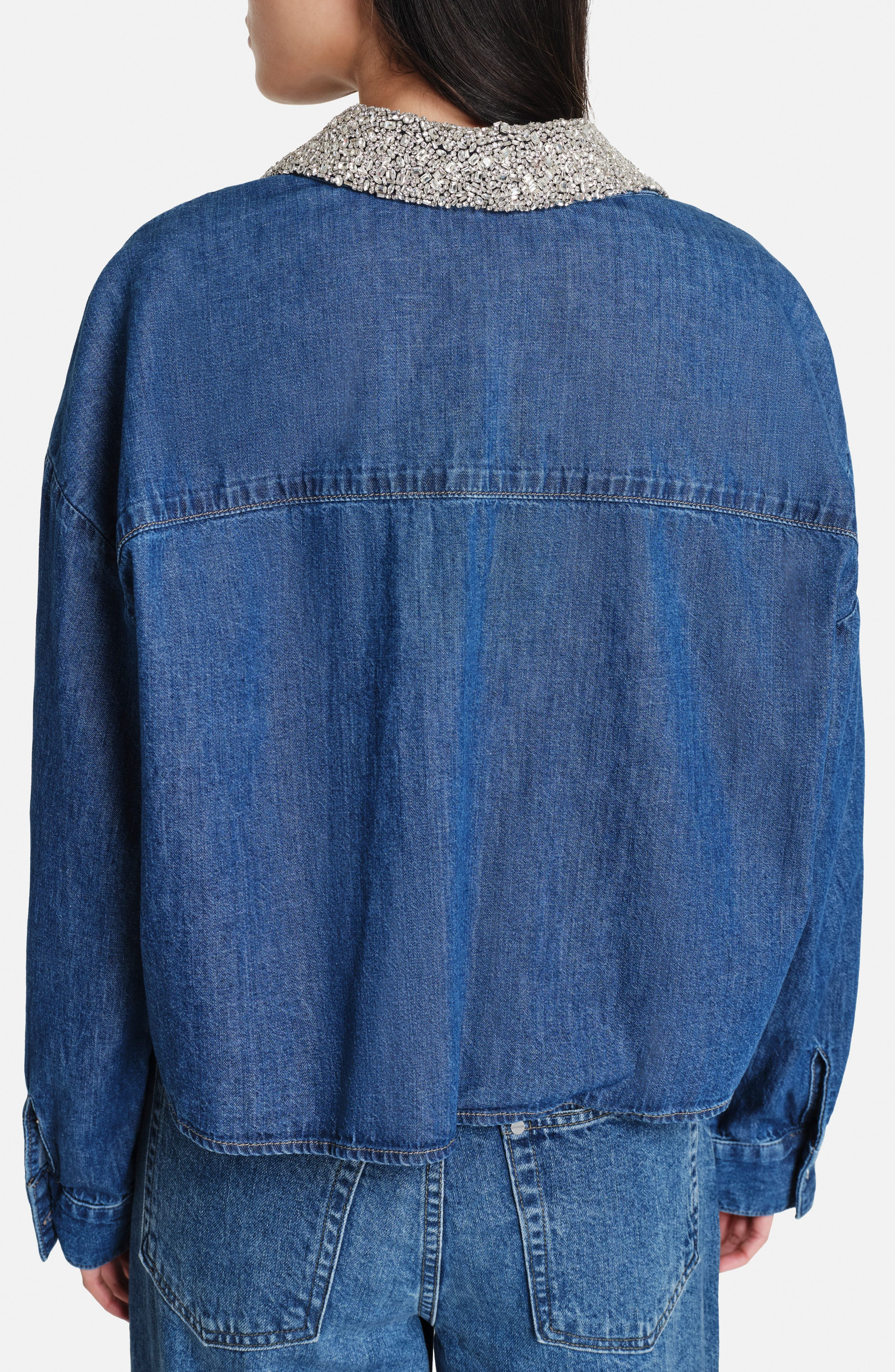TWP Crystal Collar Denim Button-Up Shirt in Paris at Nordstrom - 2