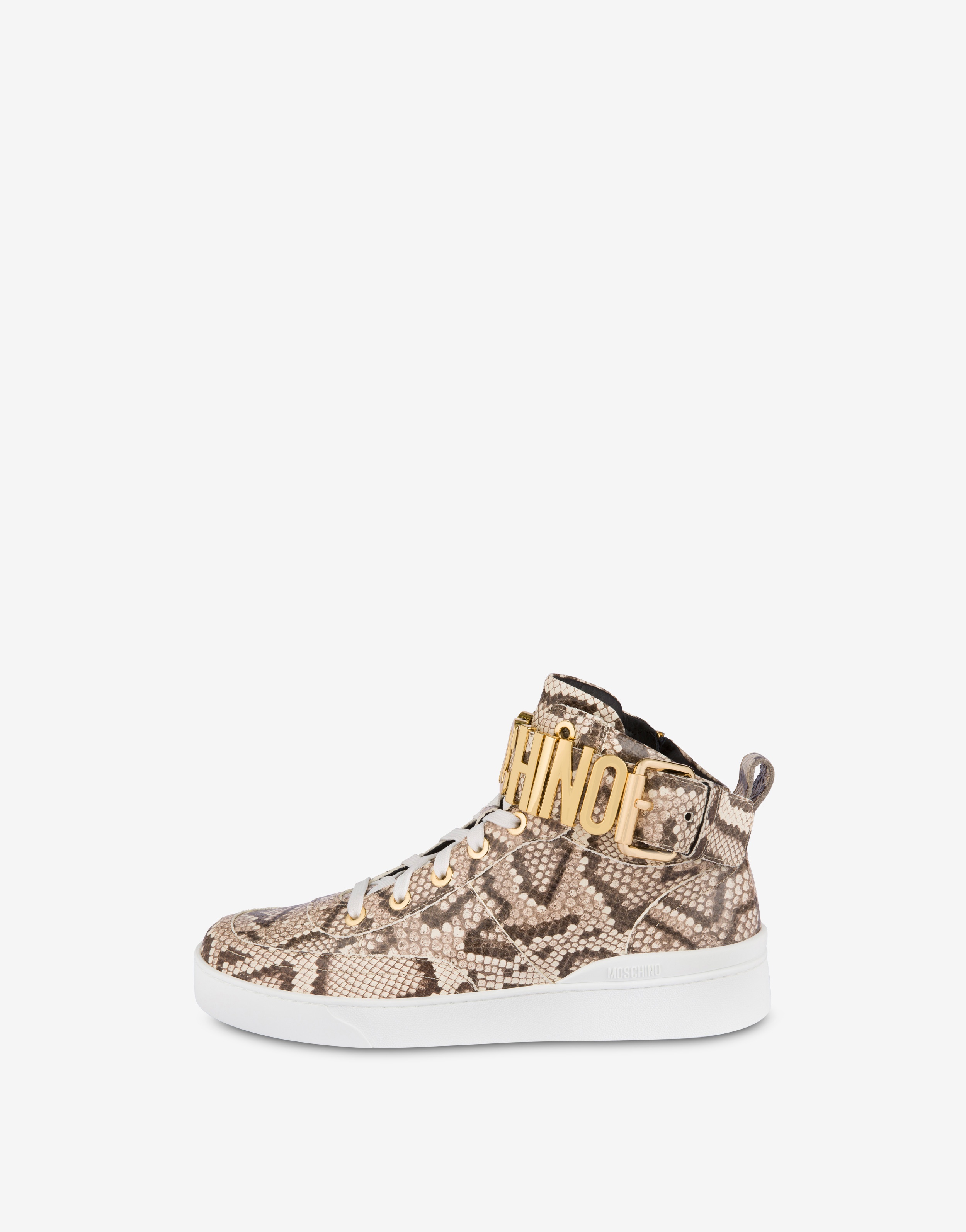 MOSCHINO BASKET PYTHON-PRINT HIGH-TOP SNEAKERS - 2