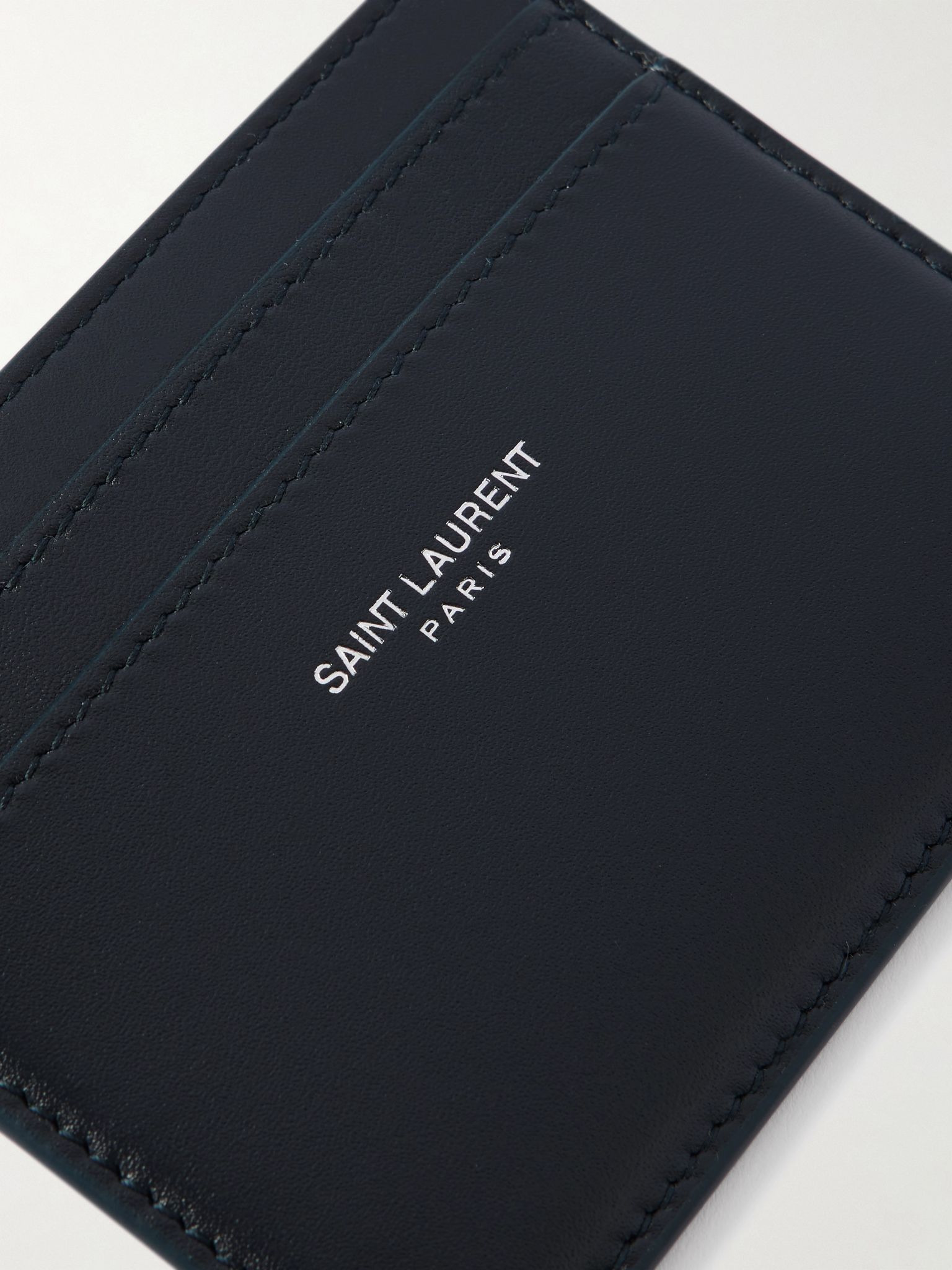 Logo-Print Leather Cardholder Navy - 3