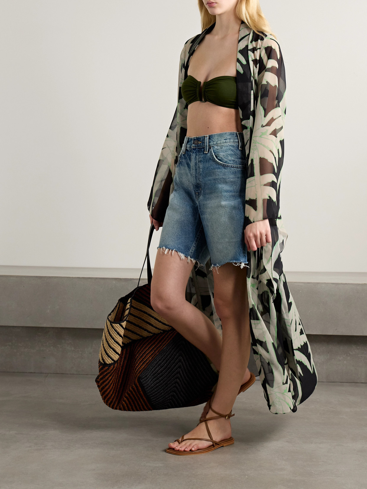 The Passing Storm Printed Recycled-georgette Robe - 2