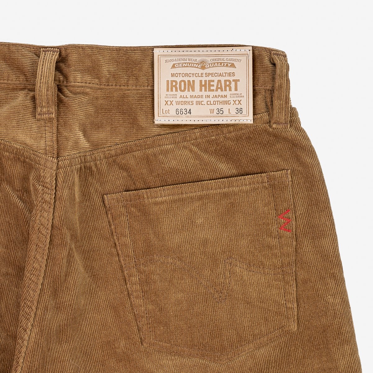 IH-6634-BRN 14oz Heavy Corduroy Straight Cut Pants - Brown - 7