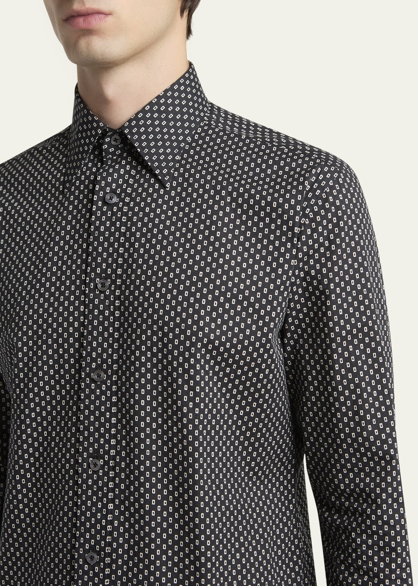 Men's Geometric Cotton Voile Sport Shirt - 5