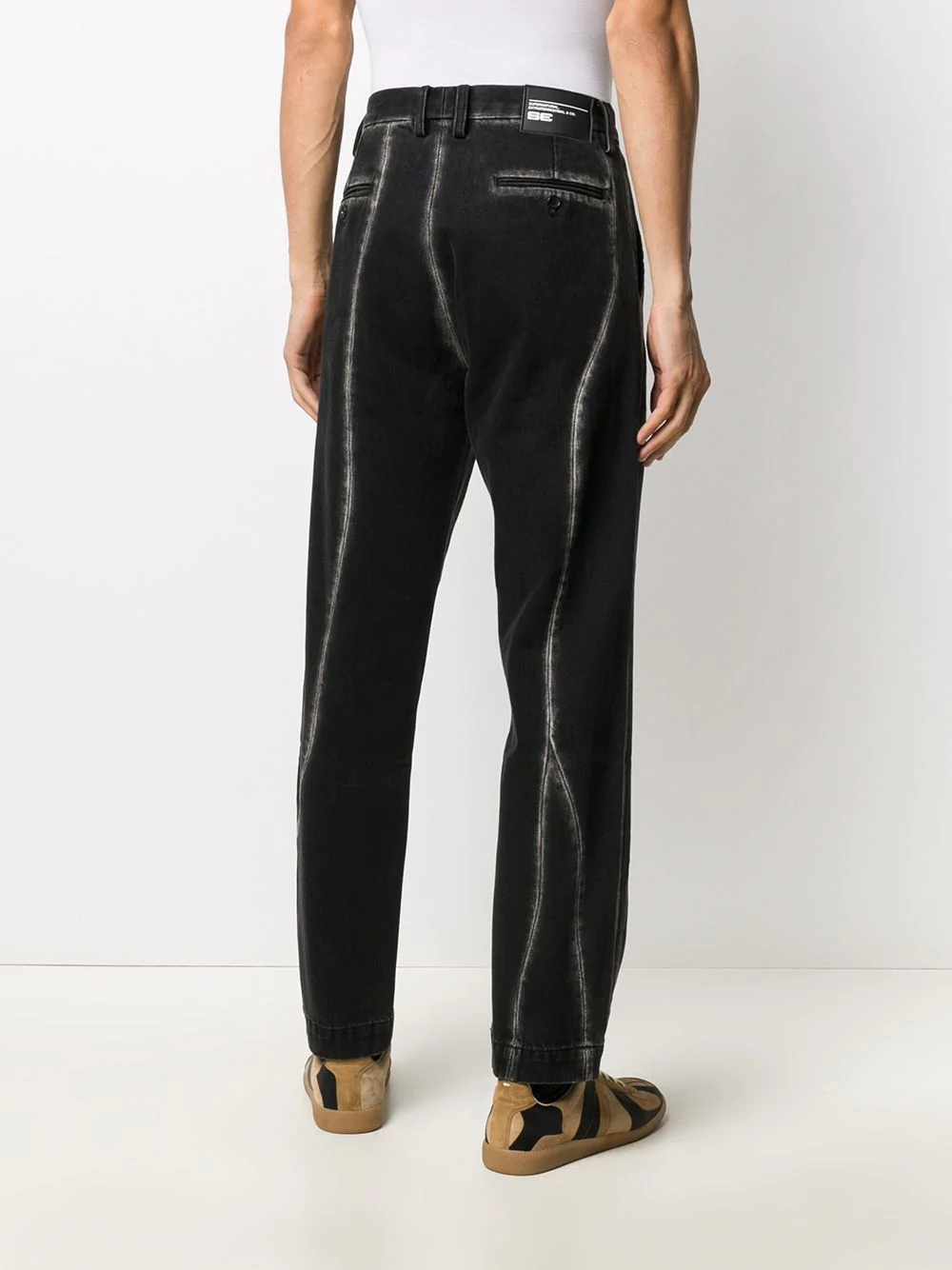 distressed-effect panelled trousers - 4