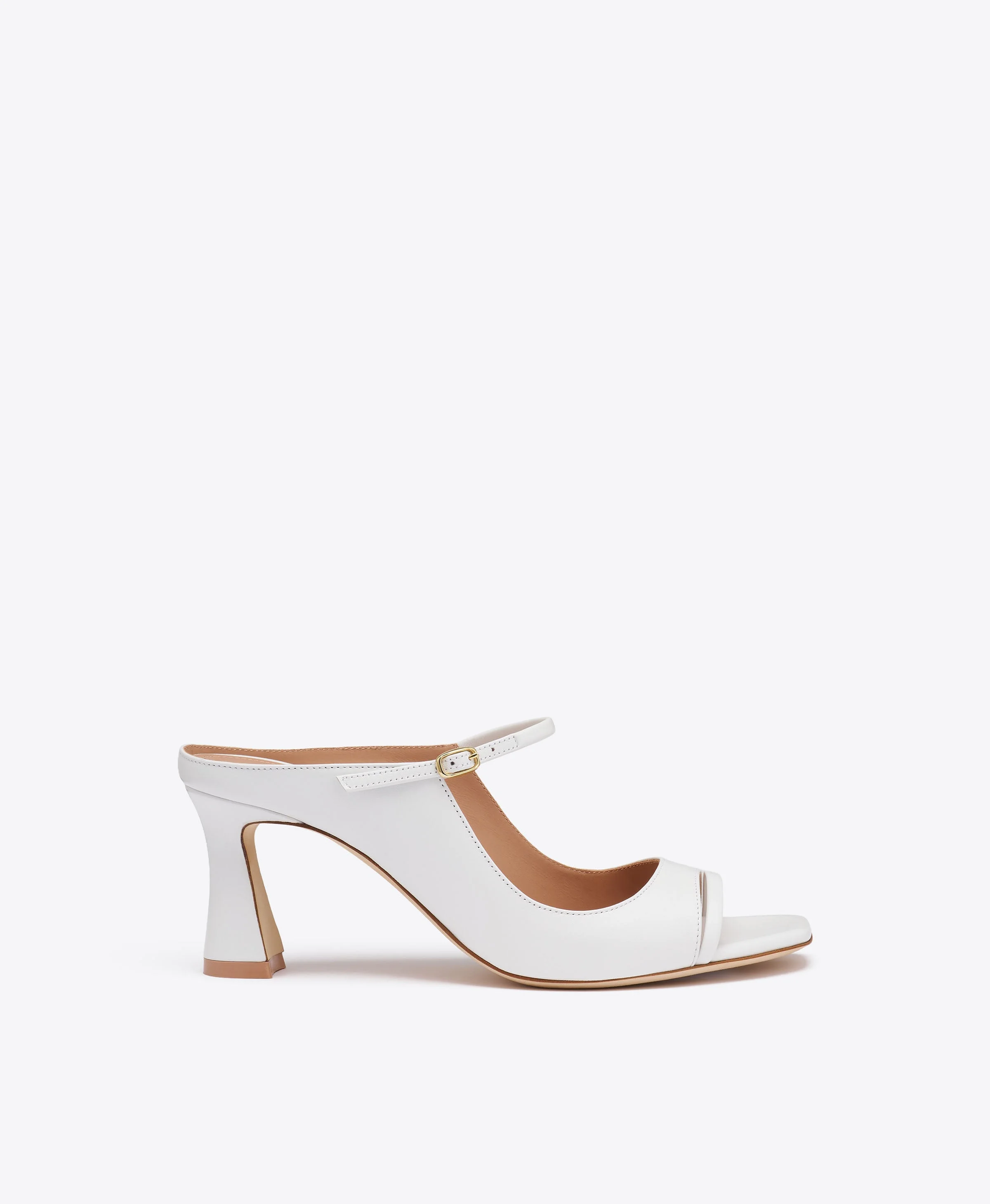 Rania 70 White Leather Block Heel Sandals - 1