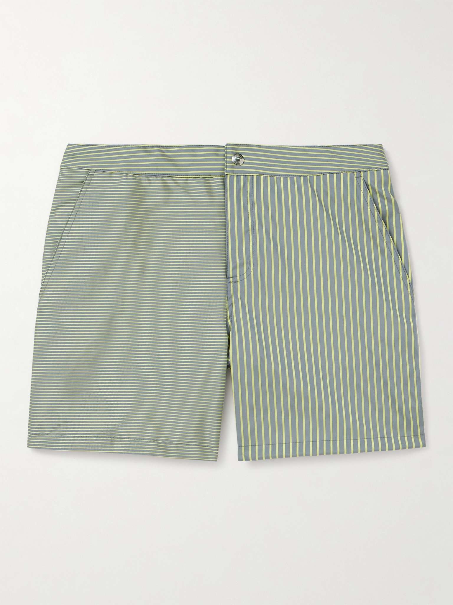 Straight-Leg Mid-Length Striped Jacquard Swim Shorts - 1