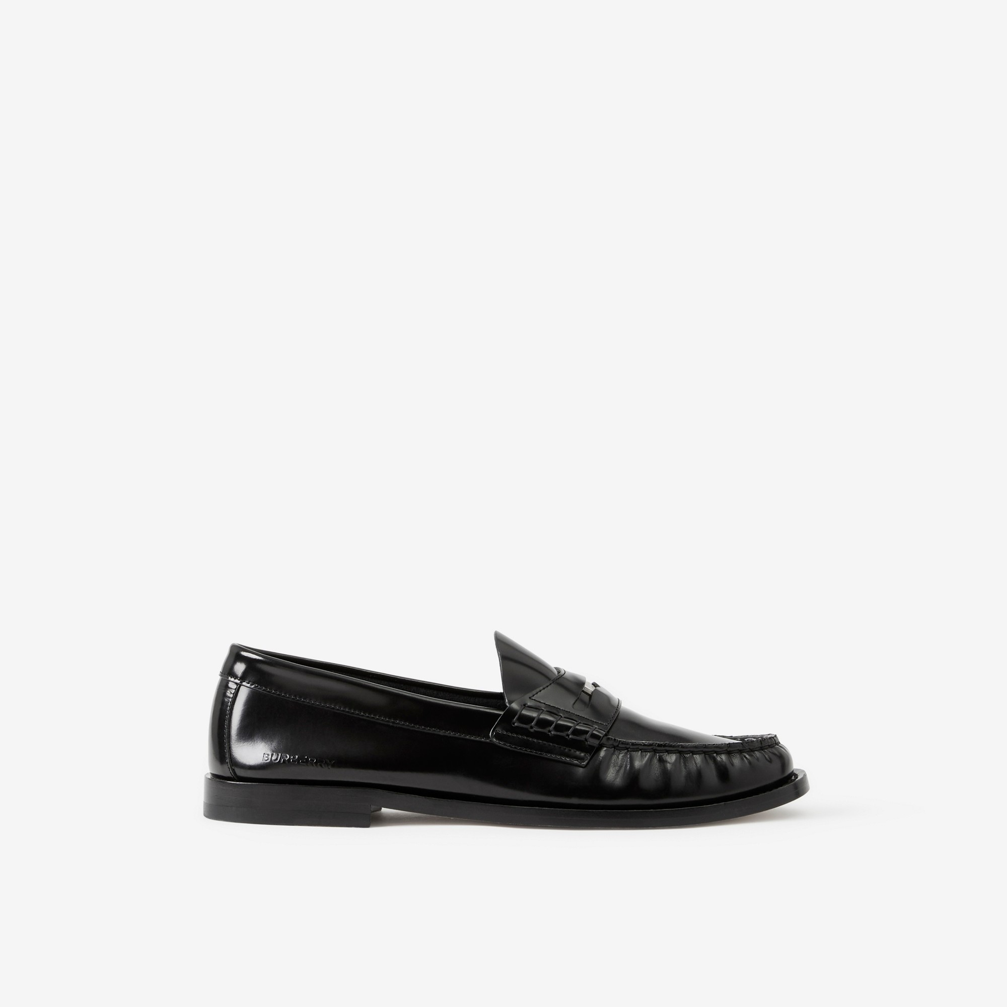 Coin Detail Leather Penny Loafers - 1