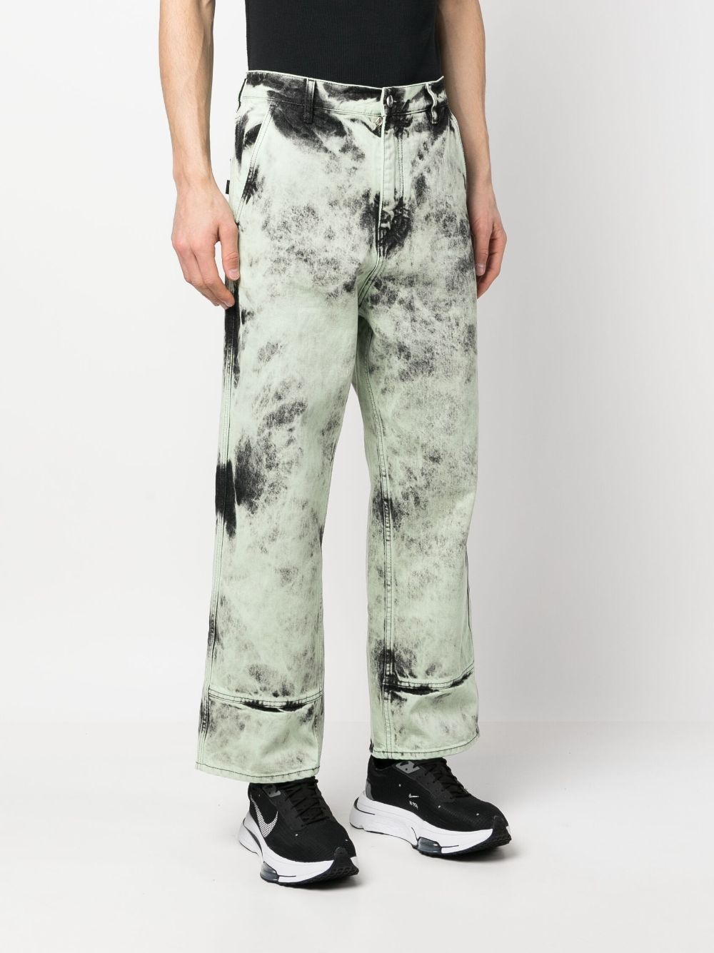 bleached-effect wide-leg jeans - 3