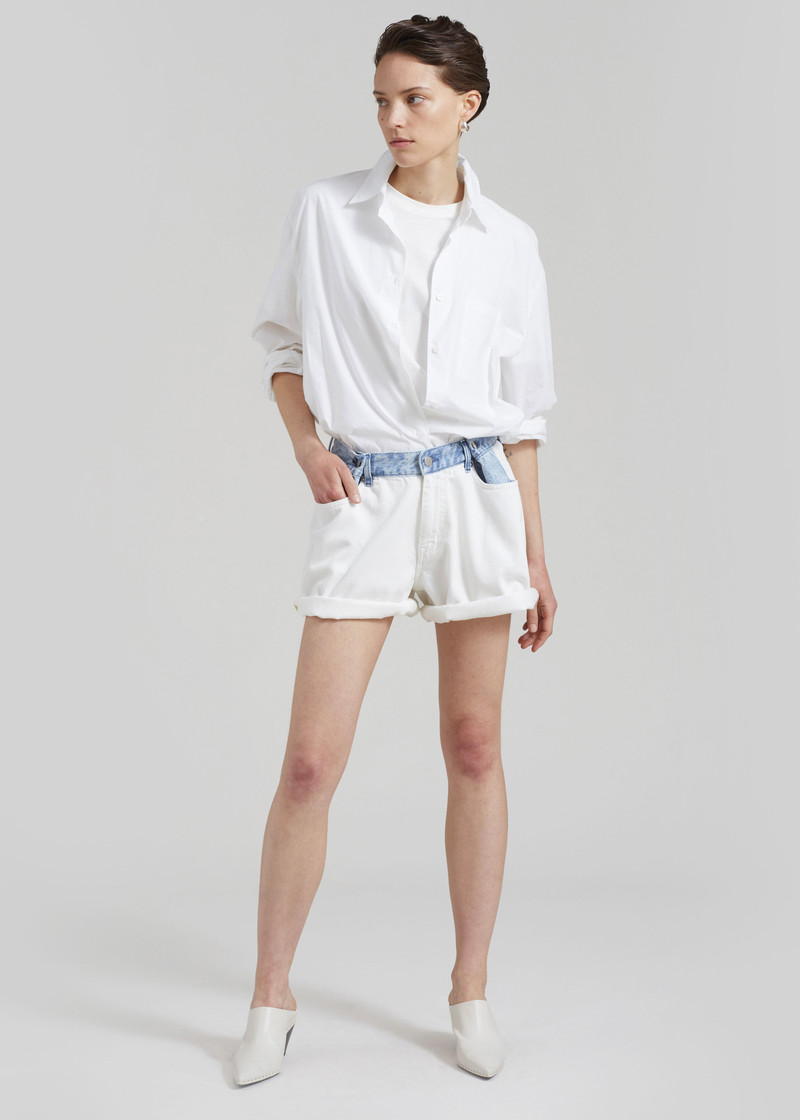 Hayla Contrast Denim Shorts - Off White/Blue 4