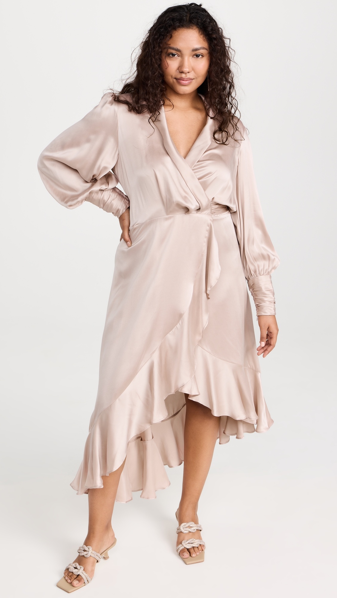 Silk Wrap Midi Dress - 6