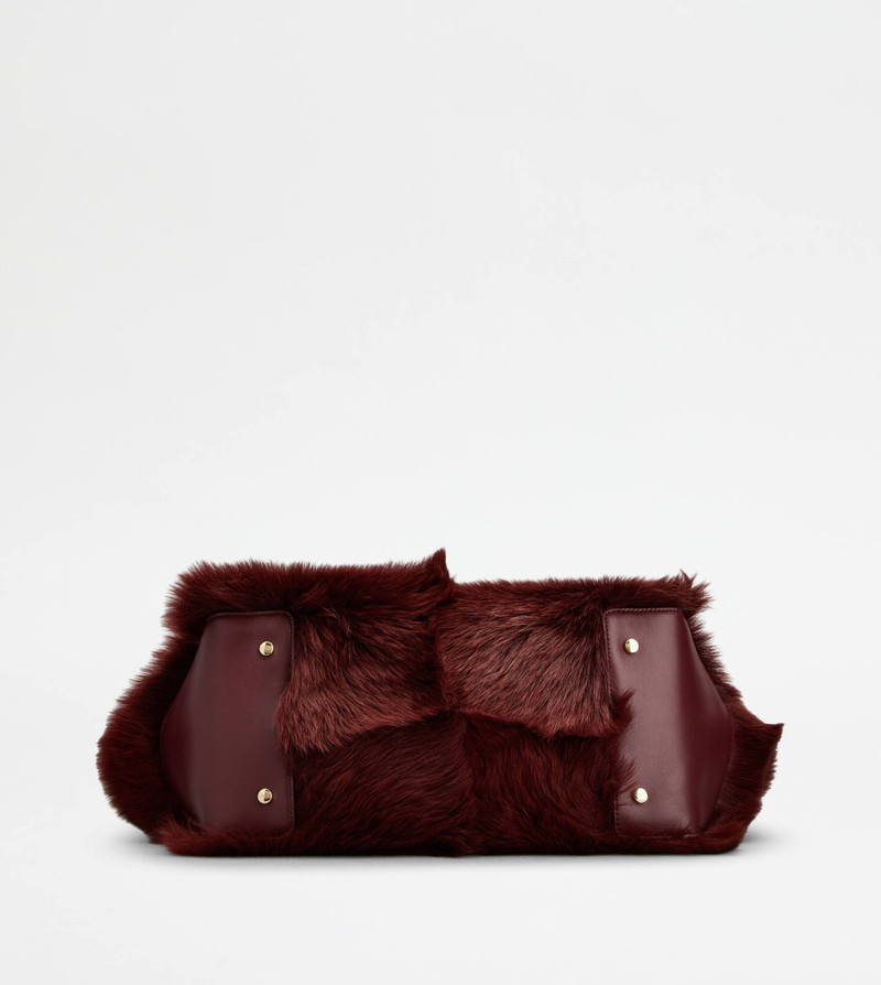 TOD'S DI BAG FOLIO IN FUR MEDIUM-SMALL - BURGUNDY 4