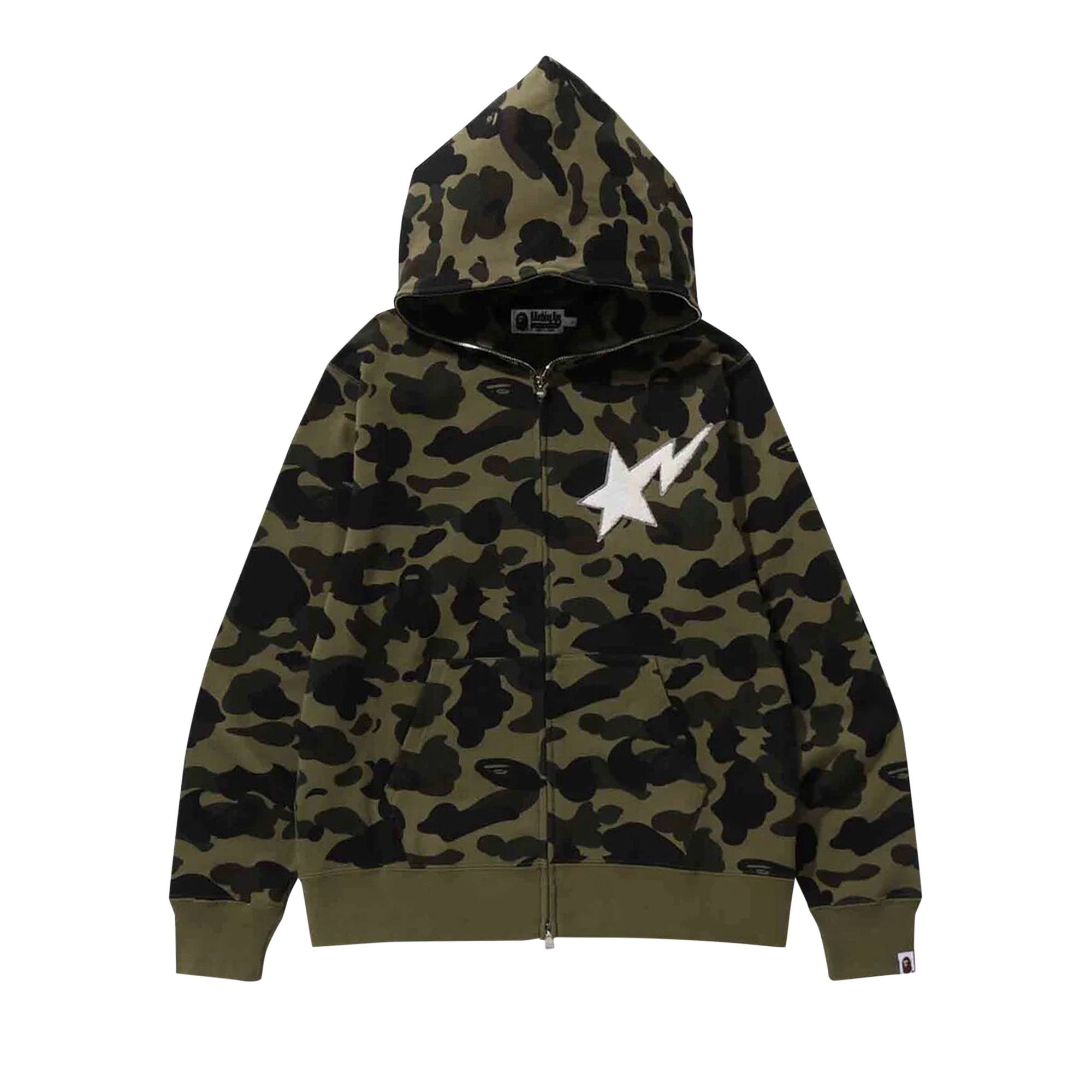 BAPE 1st Camo Full Zip Hoodie 'Green' - 1