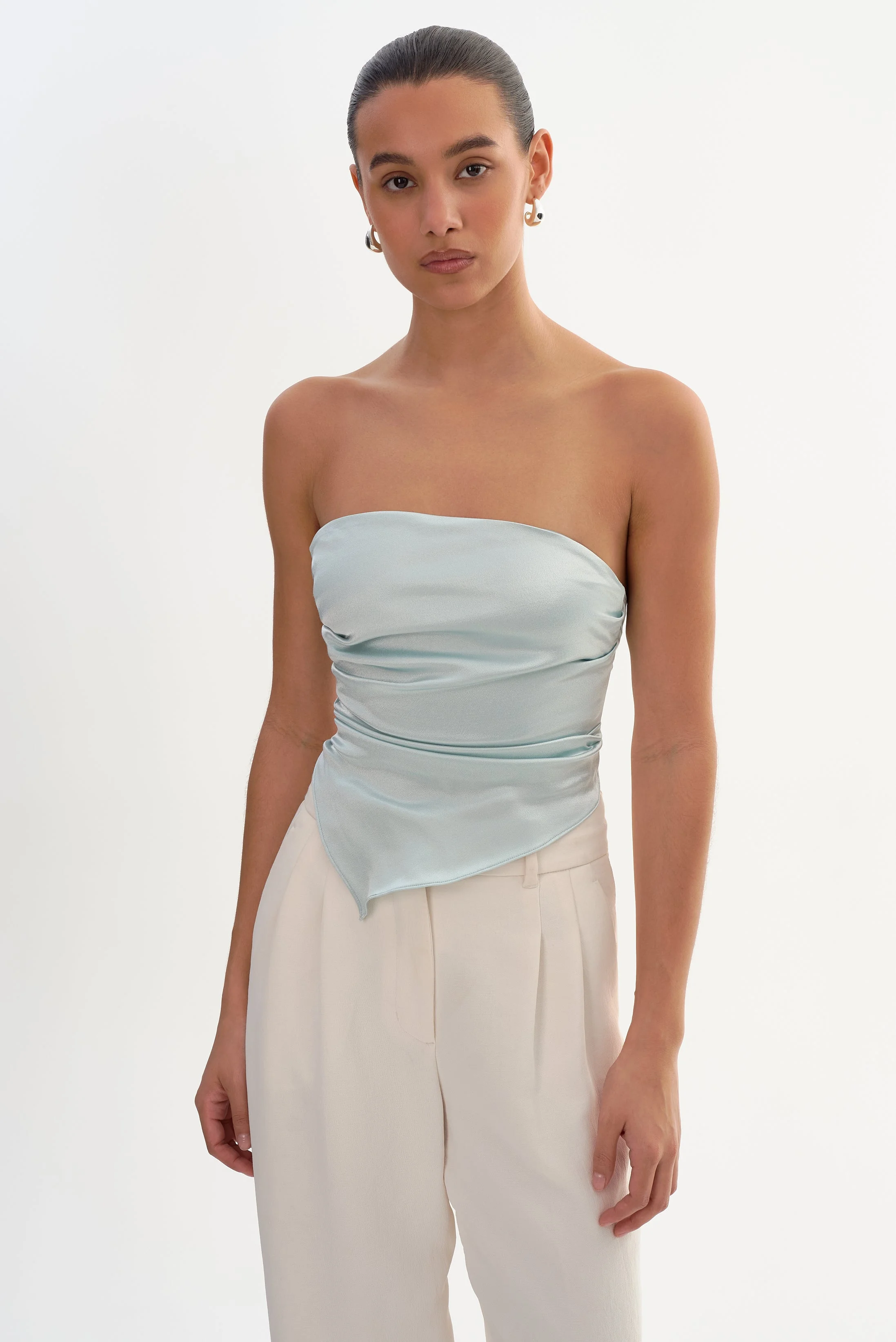 BAILA | Asymmetric Satin Scarf Top - 1