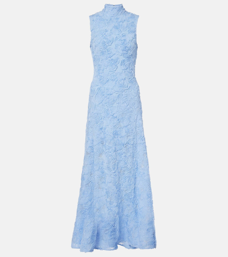 Floral embroidered mesh maxi dress 1